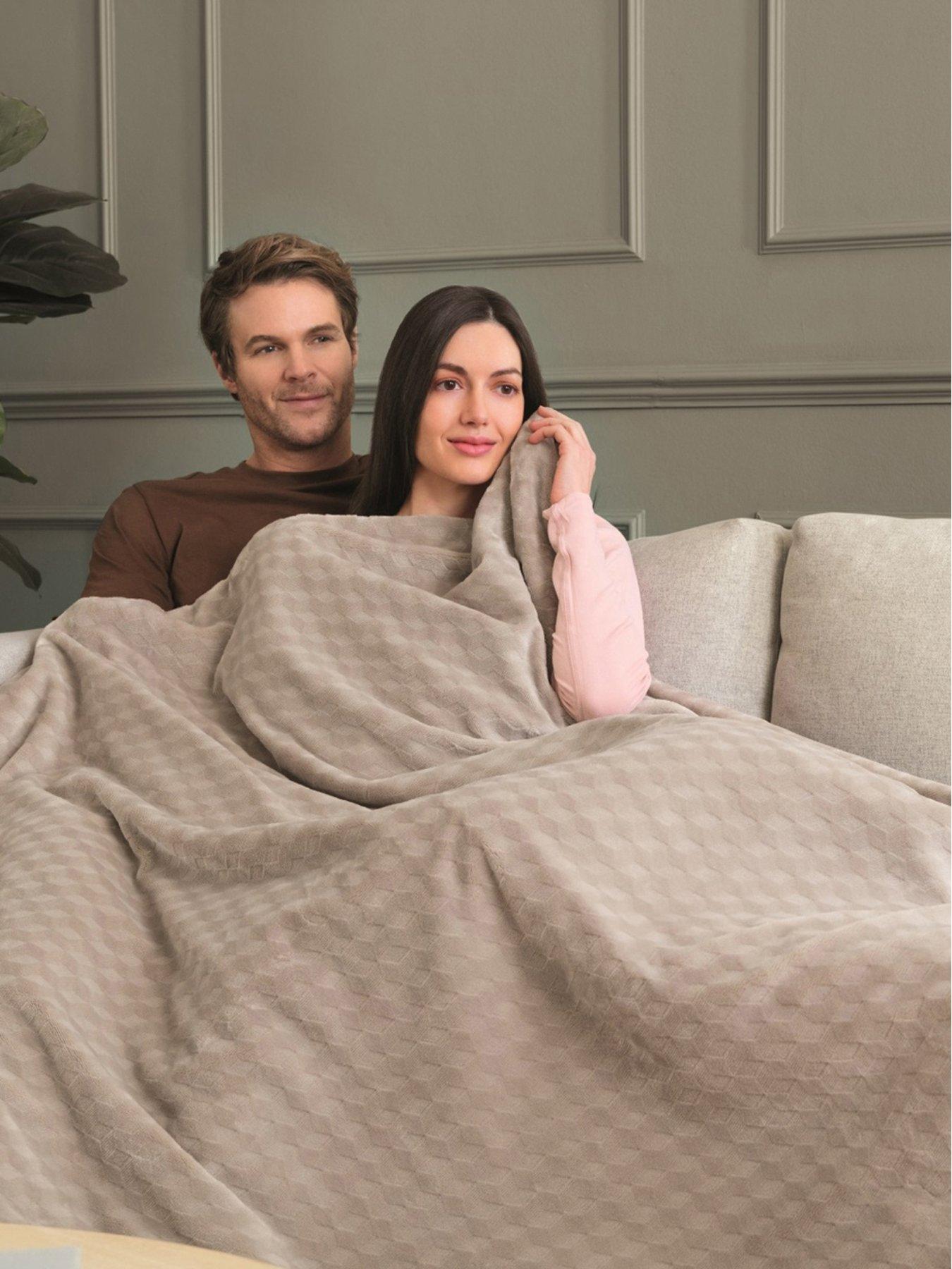 Image 2 of 6 of Dreamland Indulgent Days XL Warming Throw- Light Grey
