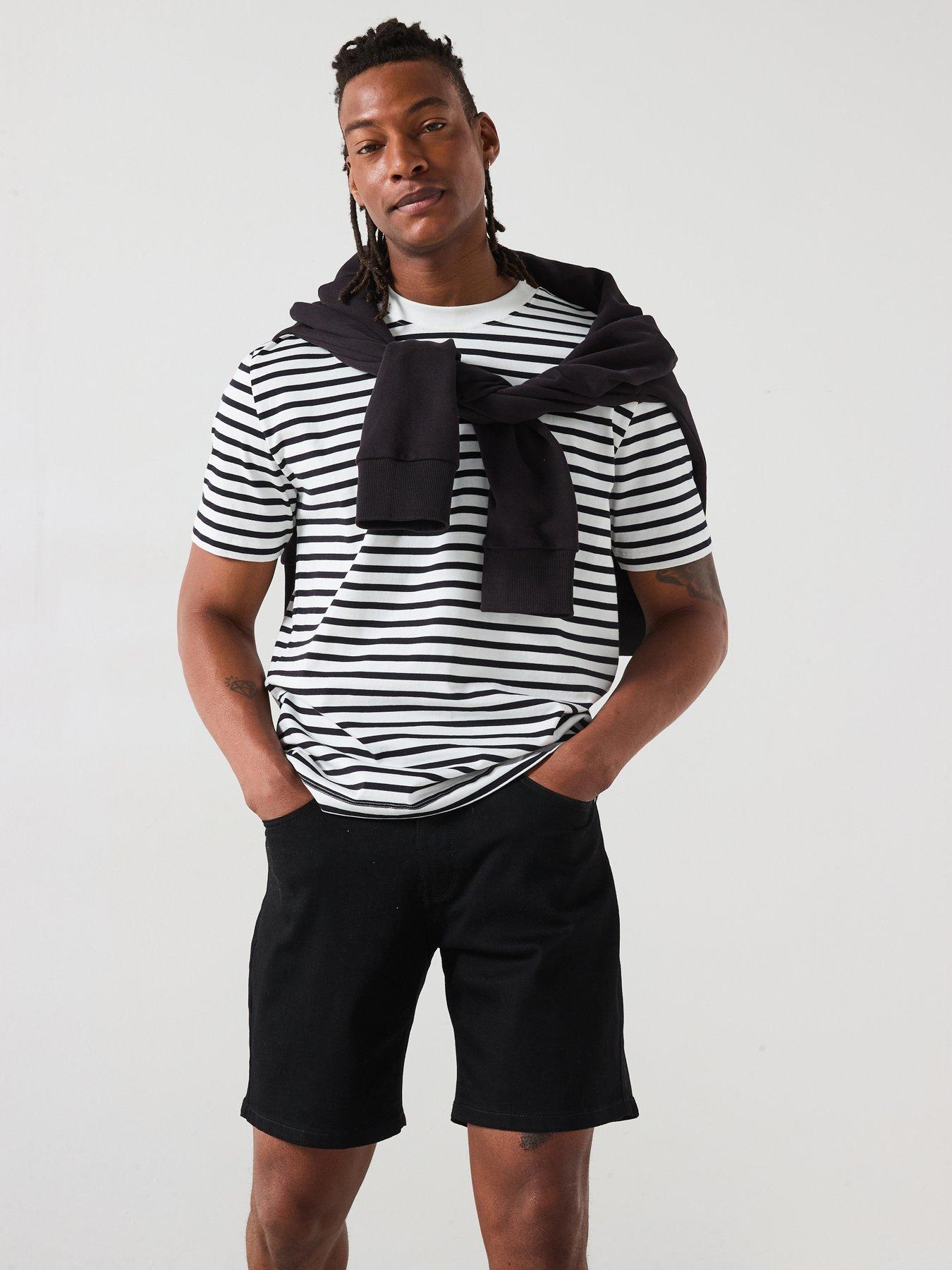 undefined Straight Denim Shorts - Black