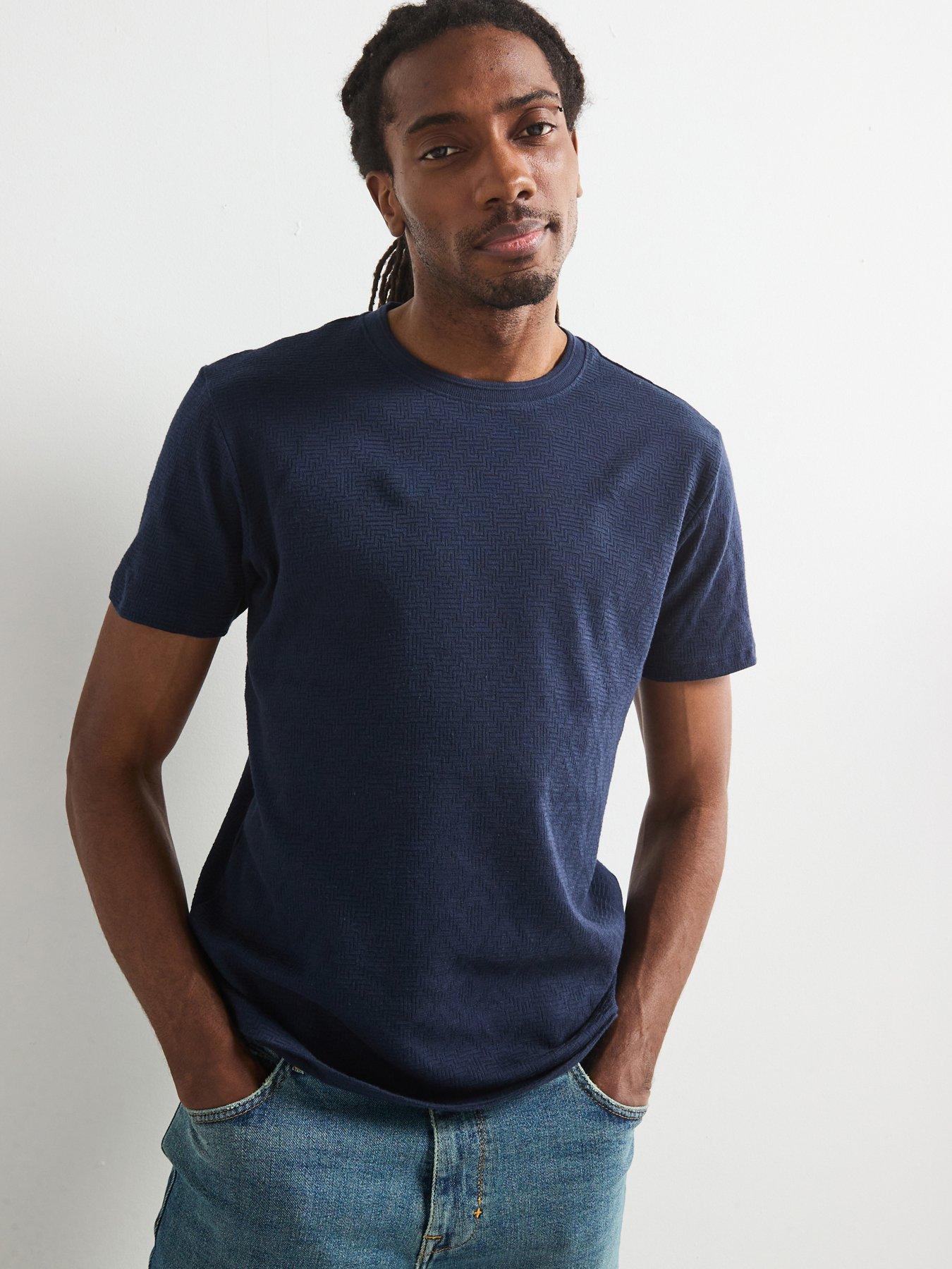 undefined Textured Jacquard T-Shirt - Navy