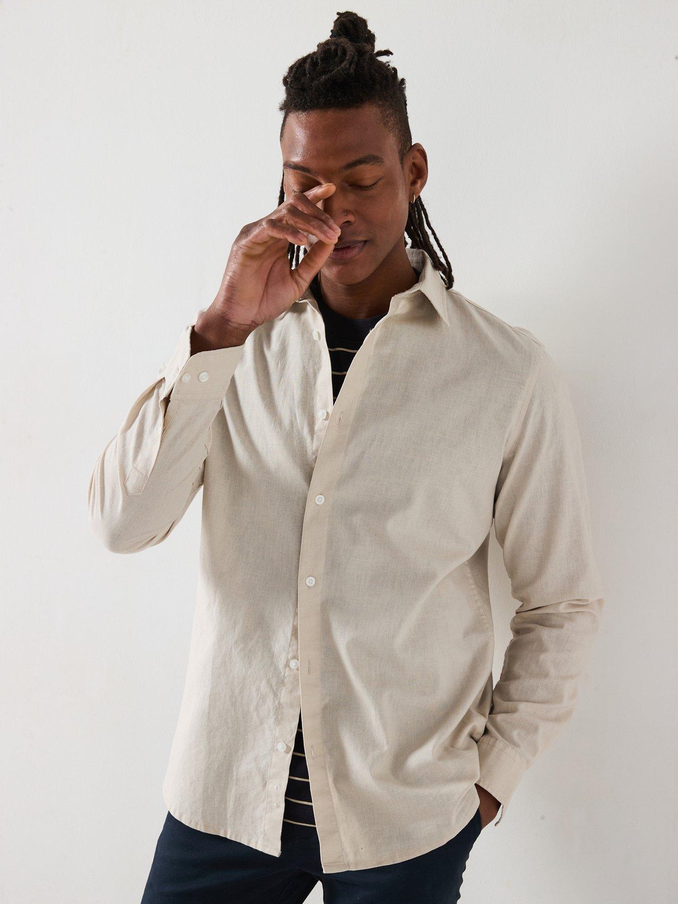 undefined Long Sleeve Linen Shirt - Stone