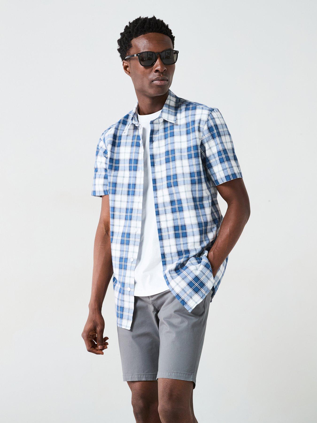 undefined Short Sleeve Check Shirt - Navy