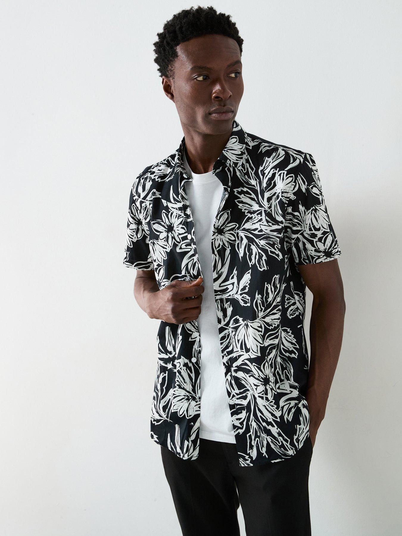 undefined Short Sleeve Printed Shirt - Black/White