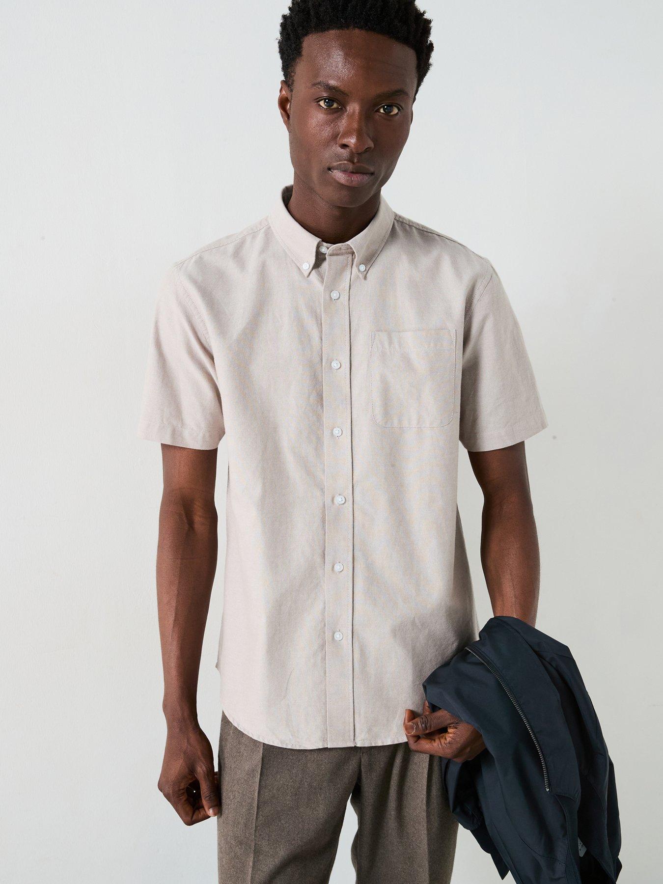 undefined Short Sleeve Oxford Shirt - Stone