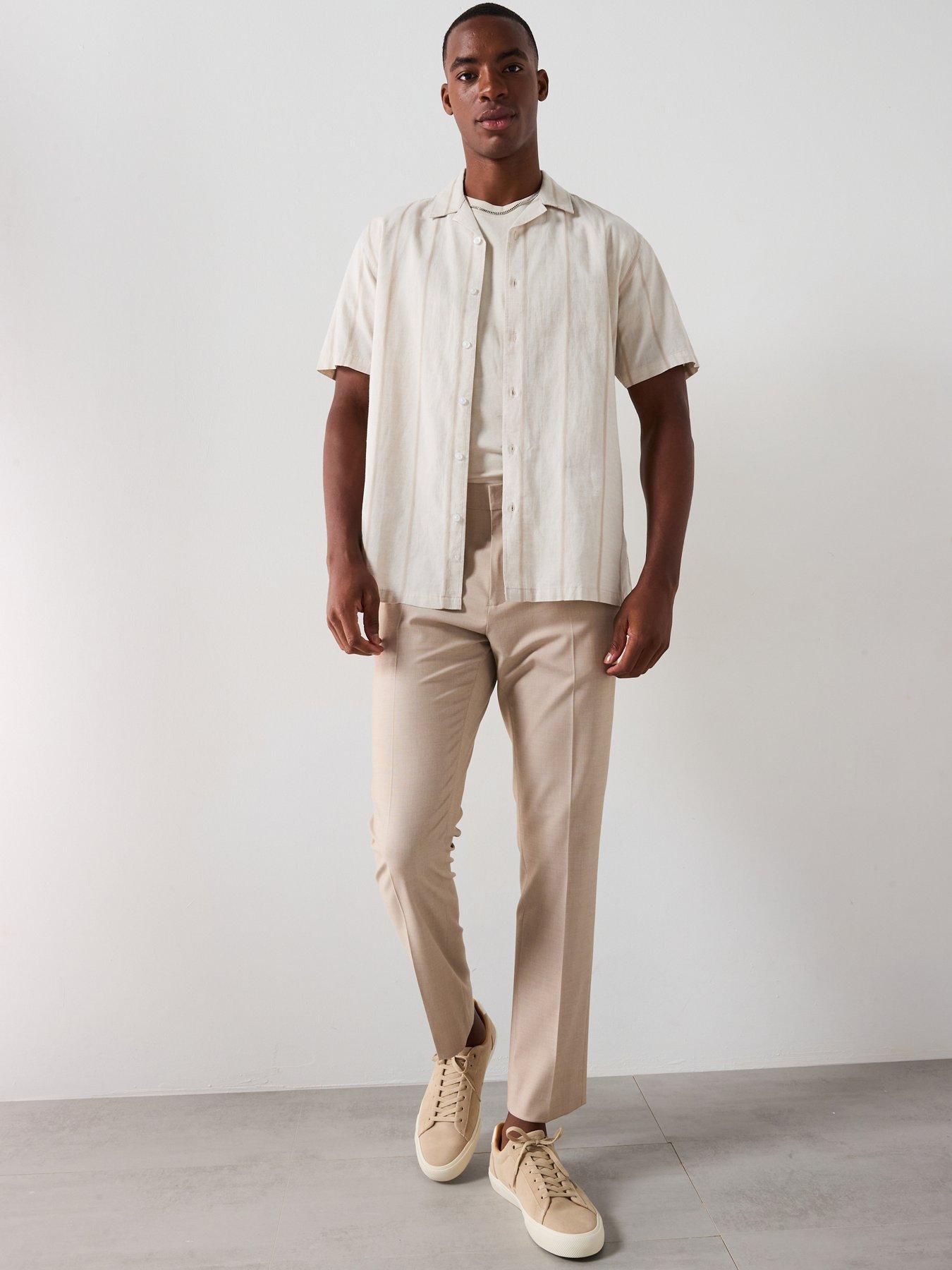 Image 3 of 6 of Very Man Short Sleeve Revere Stripe Shirt - Natural