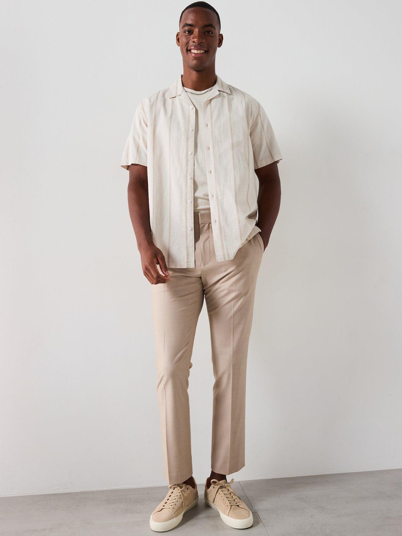 Image 6 of 6 of Very Man Short Sleeve Revere Stripe Shirt - Natural