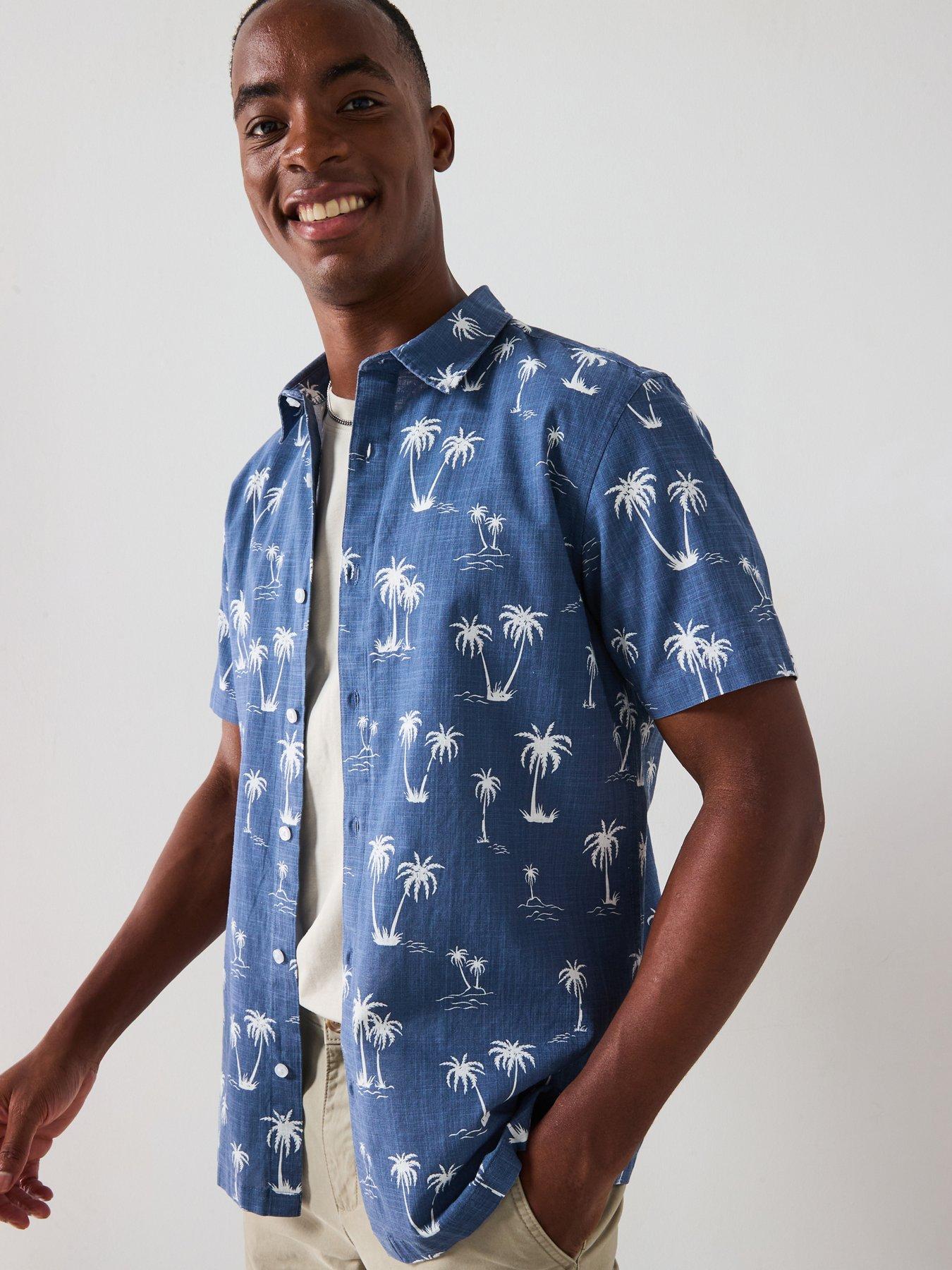 undefined Short Sleeve Printed Shirt - Blue