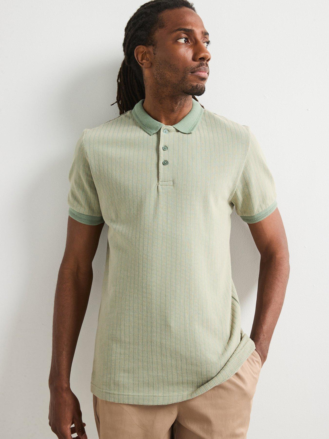 undefined Jacquard Textured Polo - Sage Green
