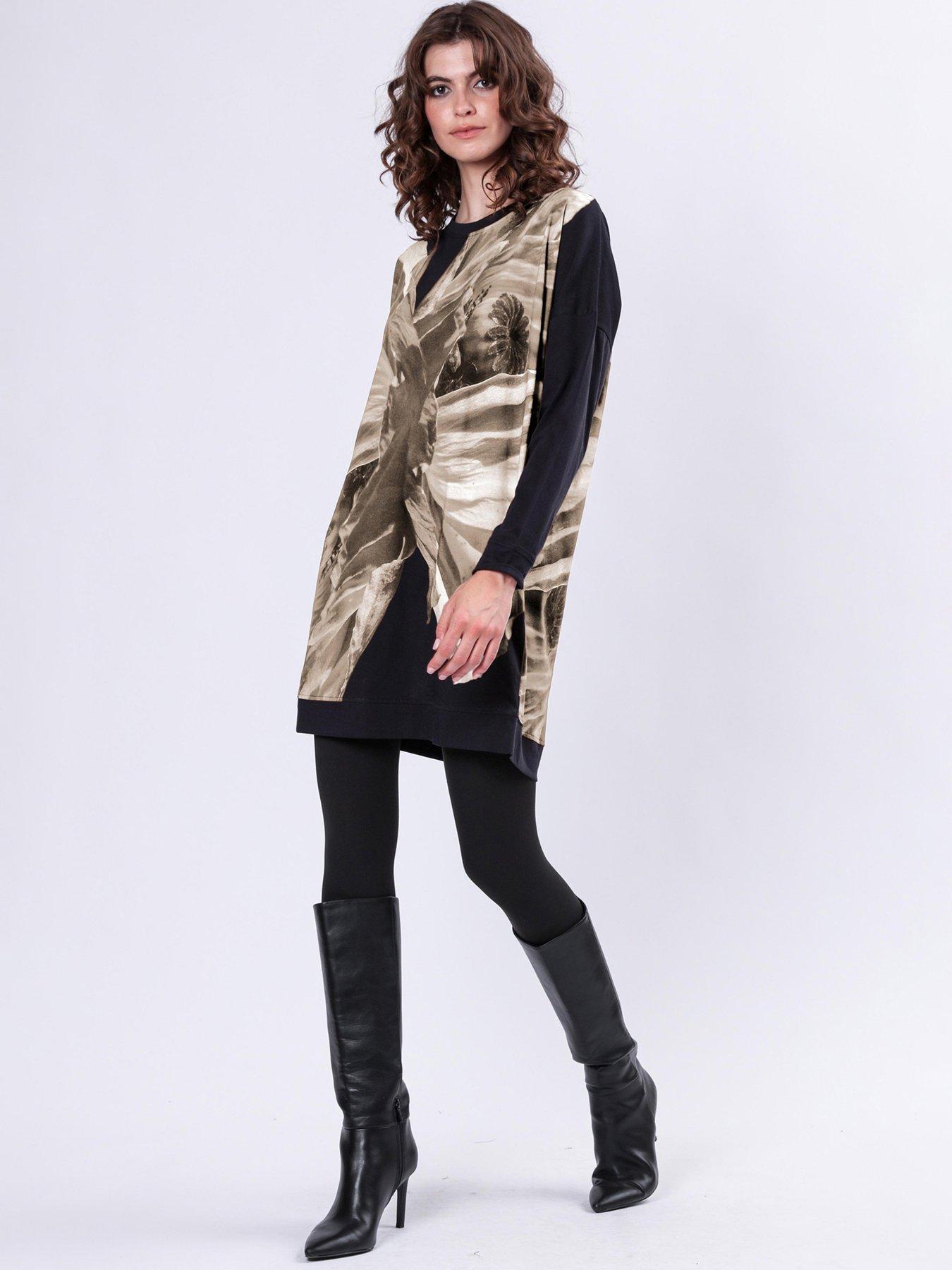 Image 1 of 5 of Religion Charm Tunic Dress In Soft Cotton With Floral Placement Print