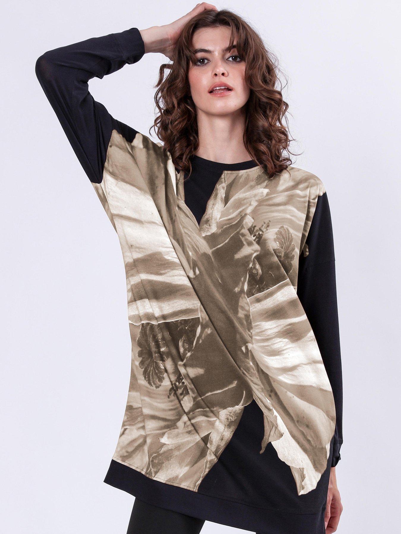 Image 3 of 5 of Religion Charm Tunic Dress In Soft Cotton With Floral Placement Print