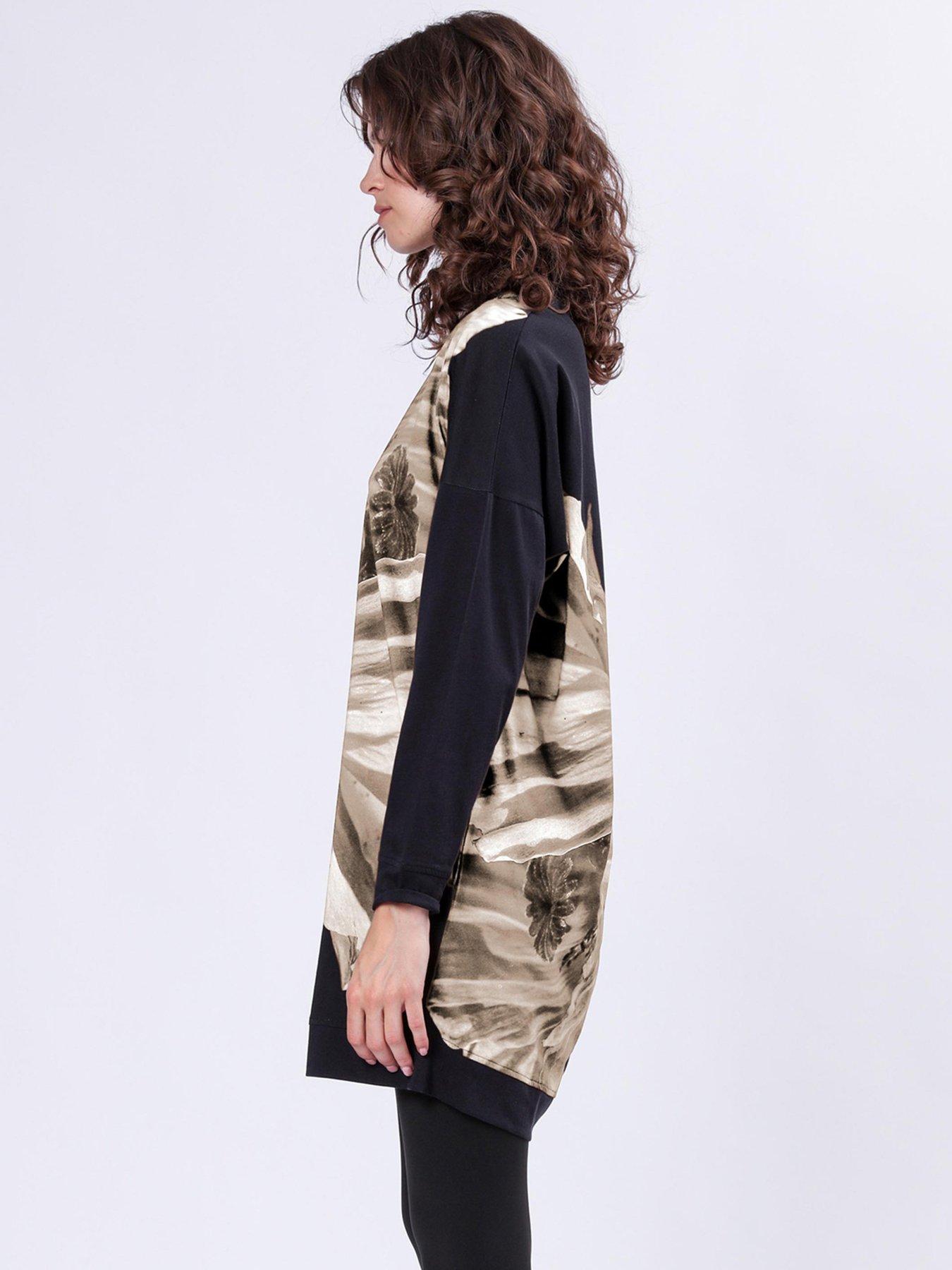 Image 4 of 5 of Religion Charm Tunic Dress In Soft Cotton With Floral Placement Print