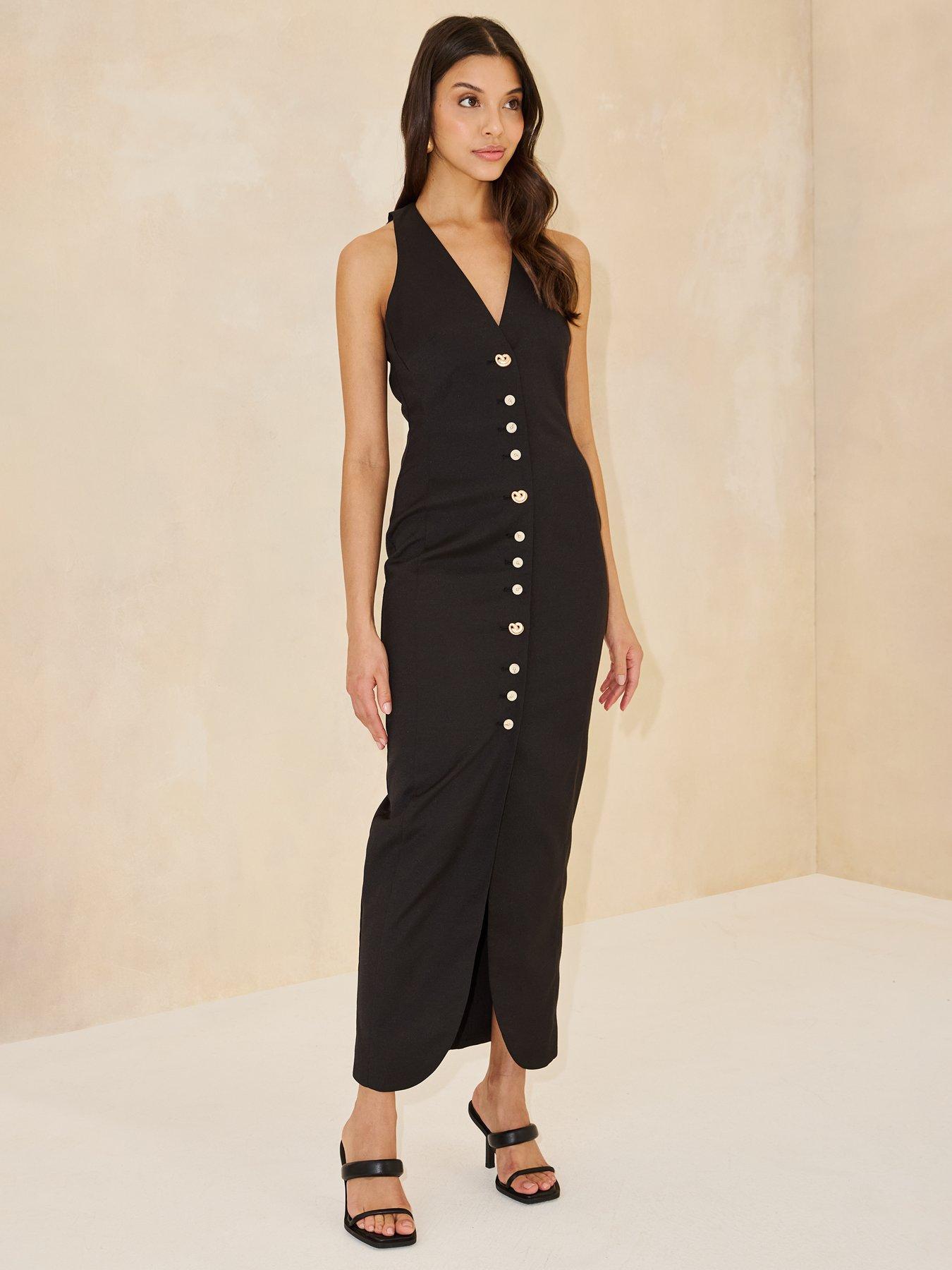 Image 3 of 5 of Michelle Keegan Tailored Multi Button Dress - Black&nbsp;