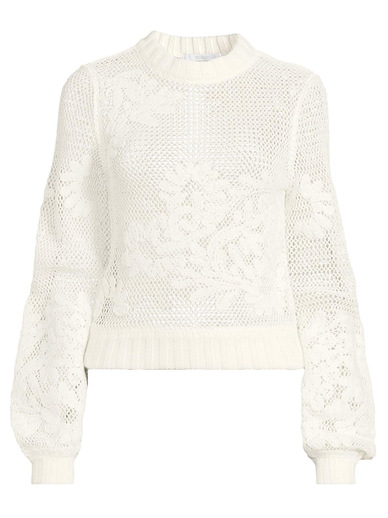 Image 5 of 5 of Michelle Keegan Applique Open Knit Jumper - Cream