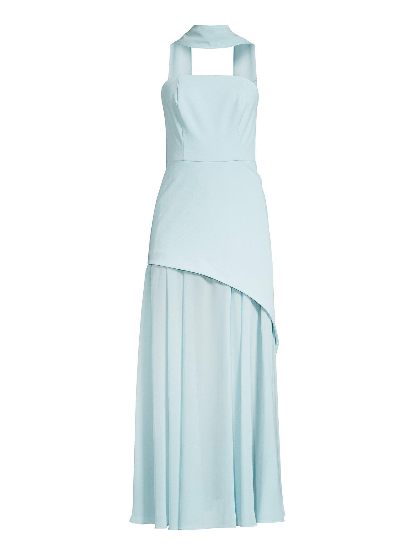 Image 5 of 5 of Michelle Keegan Bandeau&nbsp;Dress with Neck Scarf - Blue