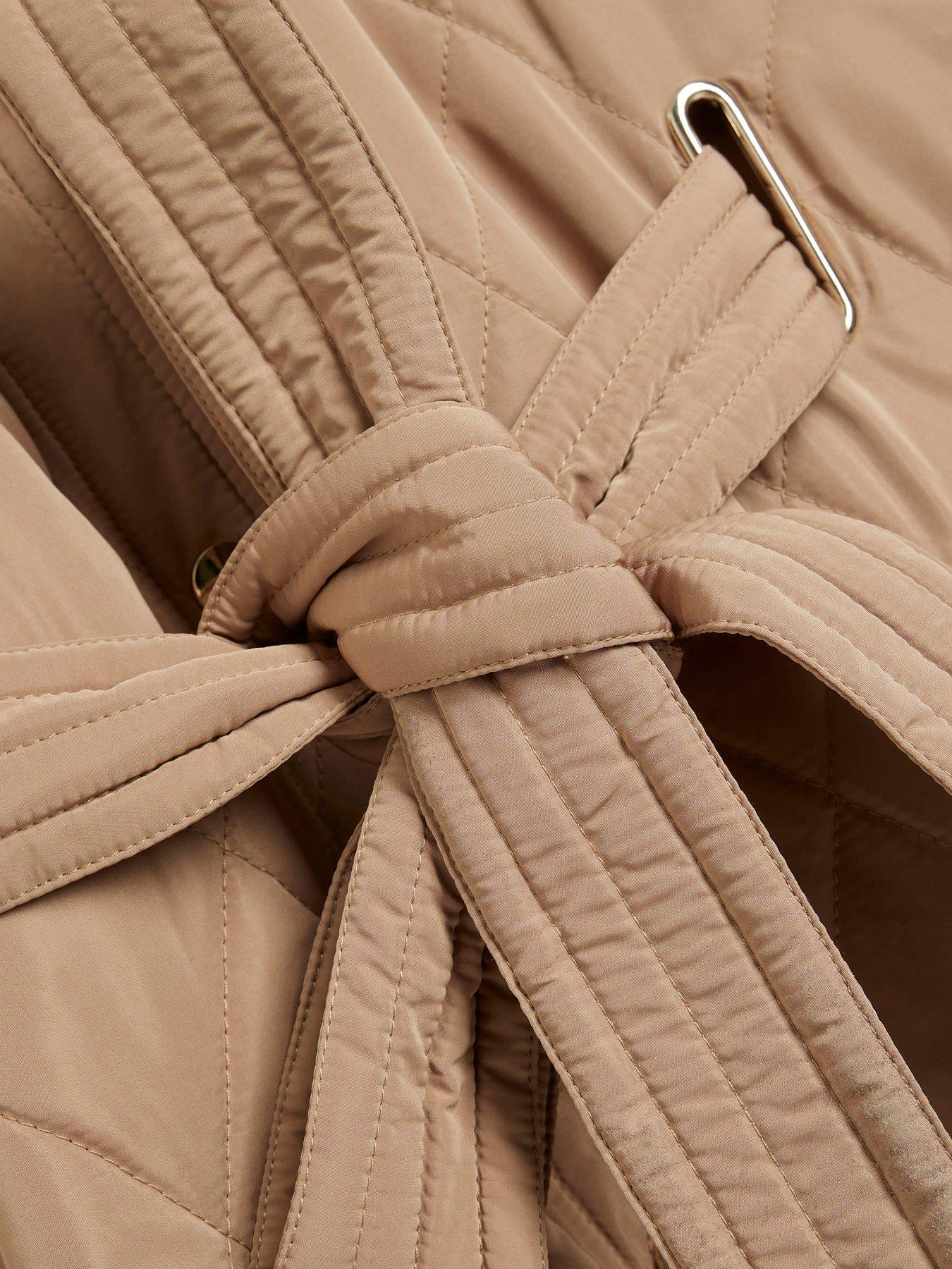 Image 4 of 5 of River Island Quilted Cape With Faux Collar - Beige