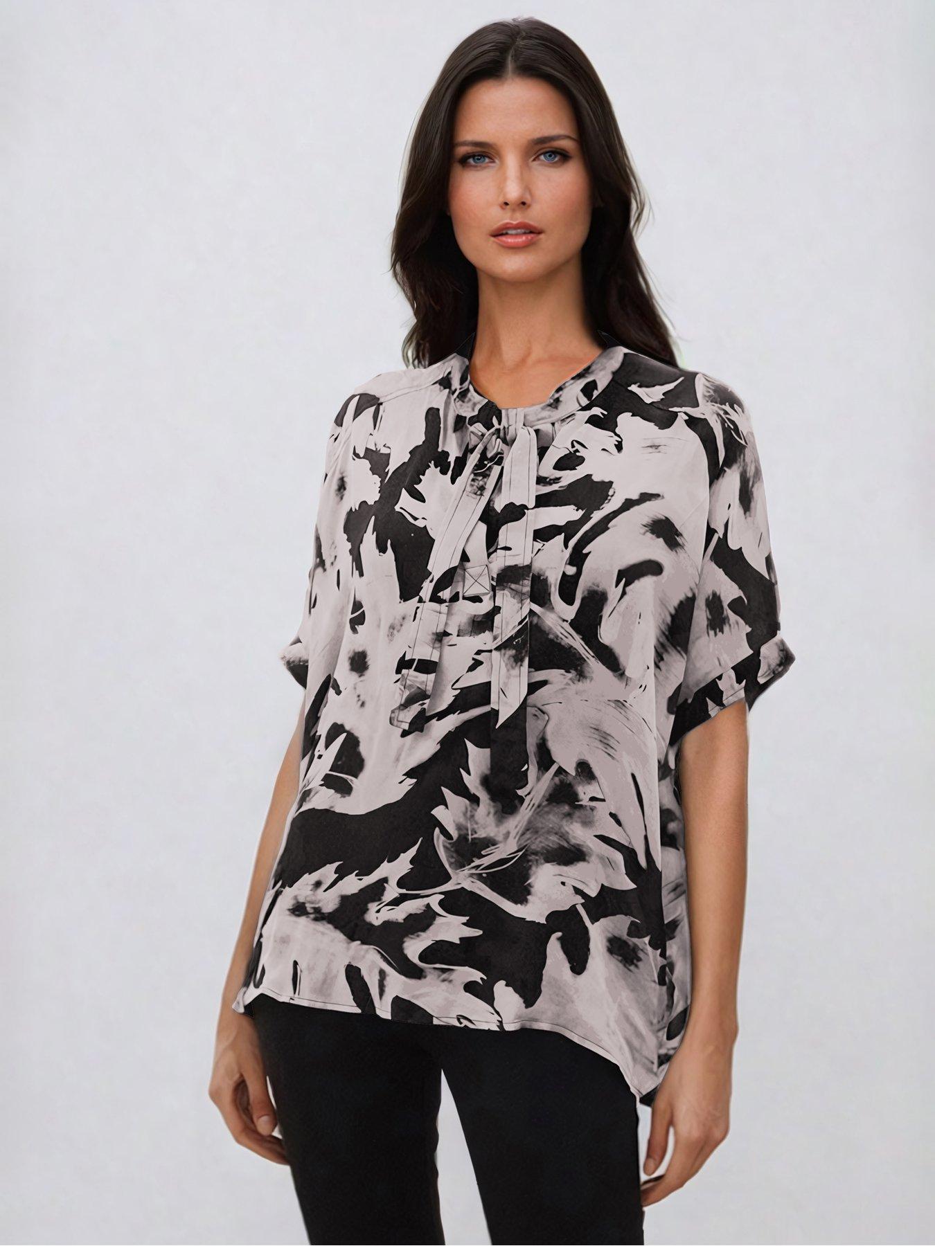 Religion Oversized Hidden Blouse In Abstract Print On Cupro
