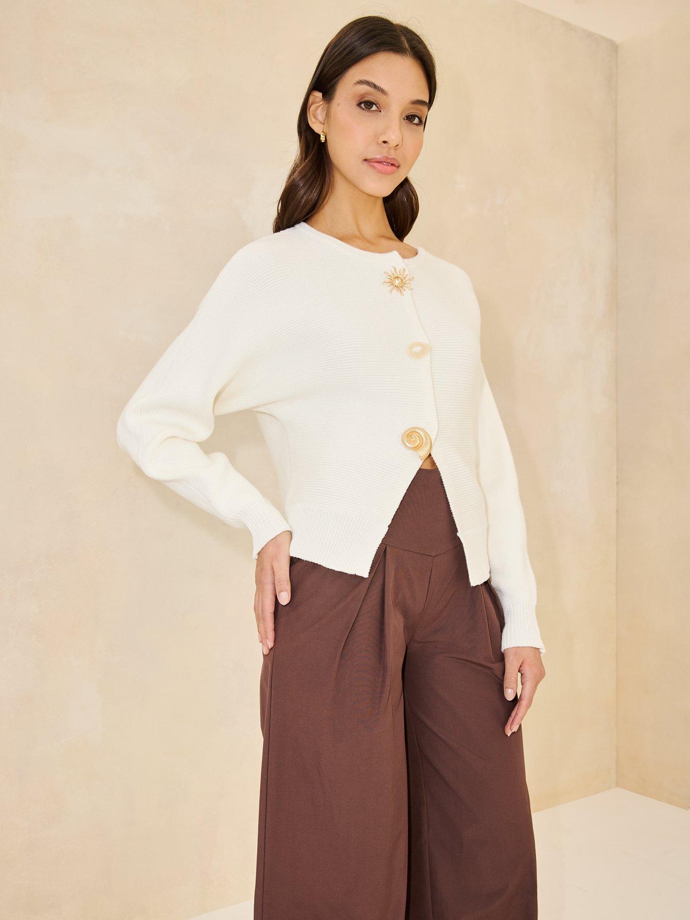 Image 4 of 5 of Michelle Keegan Waistband Wide Leg Trousers - Brown