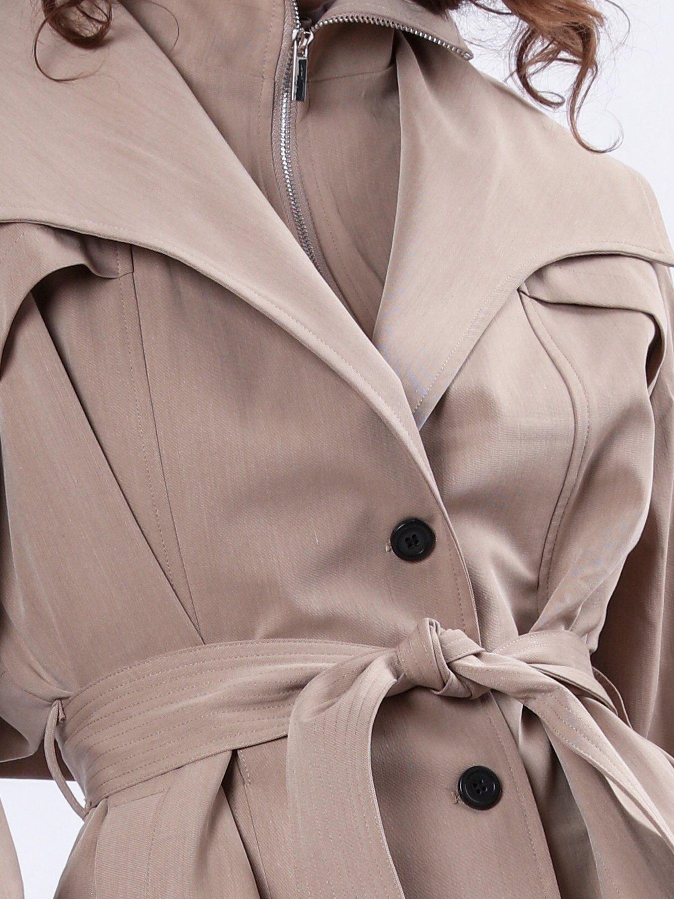 Religion Rhodium Trench Coat With Belt And Double Fastening In Structured Crepe Very