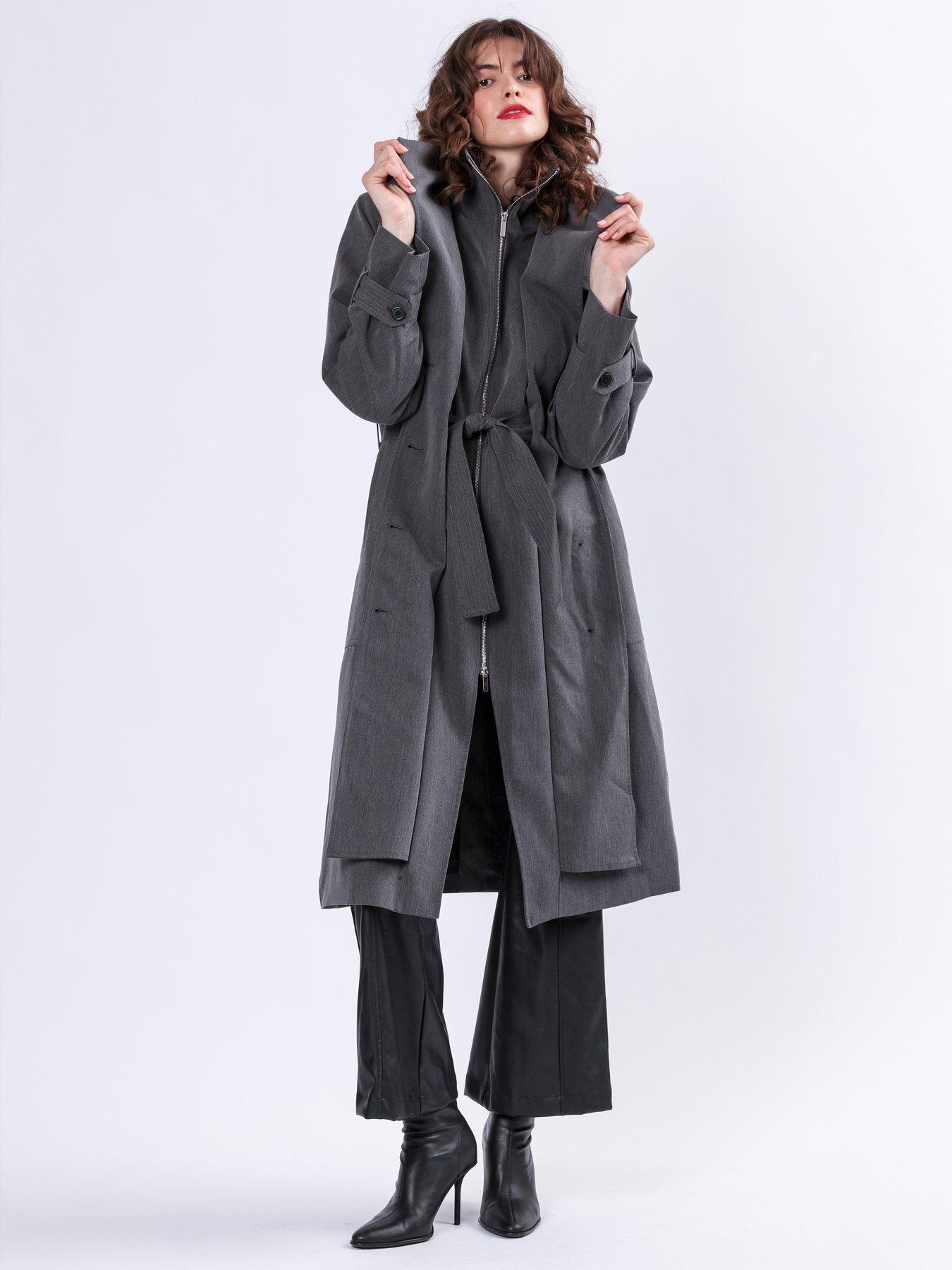 Image 4 of 5 of Religion Spirit Maxi Trench Coat With Draped Double Layer And Belt