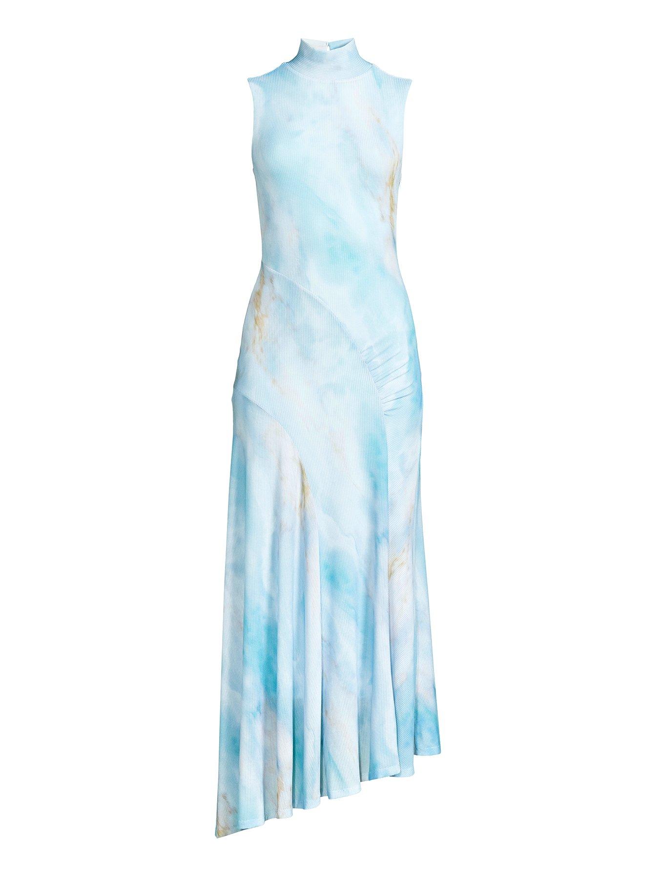 Image 4 of 4 of Michelle Keegan High Neck Printed Midaxi Dress - Blue