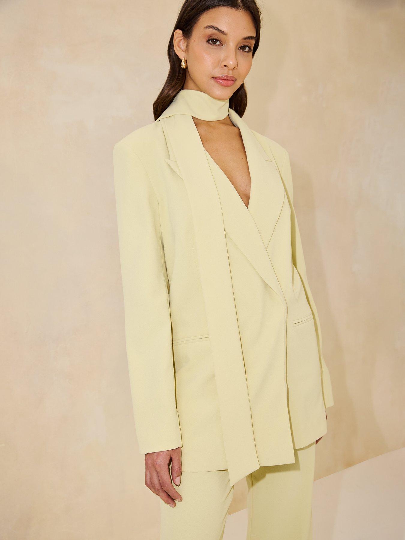 Image 4 of 5 of Michelle Keegan Oversized Blazer with Neck Scarf - Green