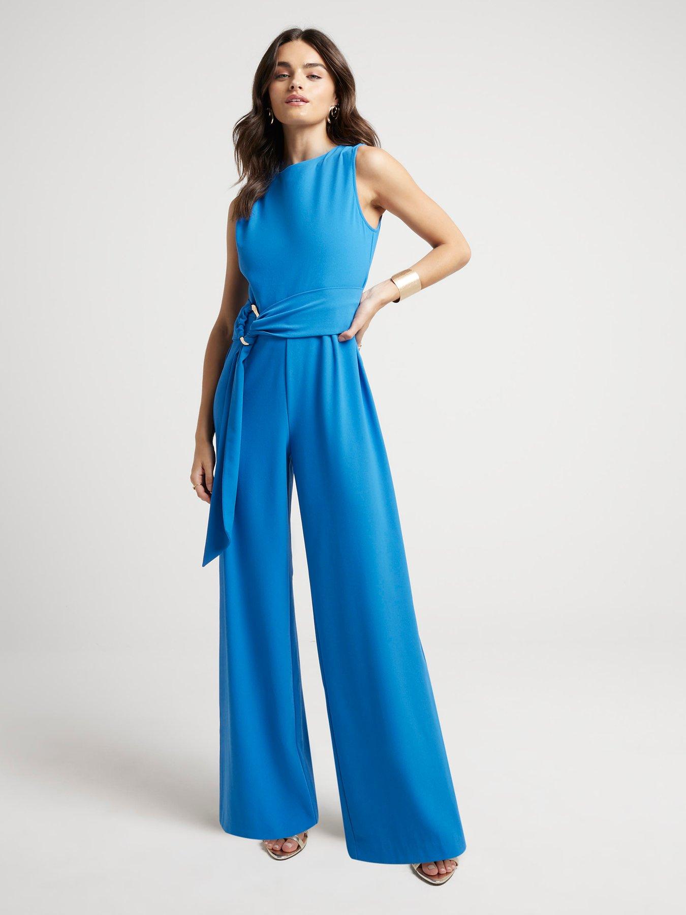 Blue evening jumpsuit best sale