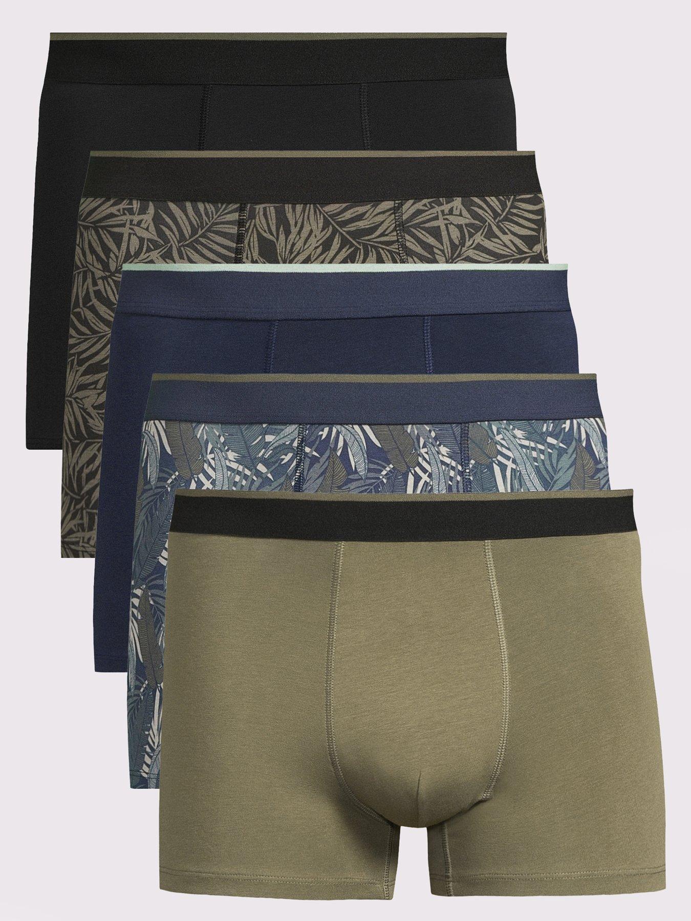undefined 5 Pack Printed Trunk - Black/khaki