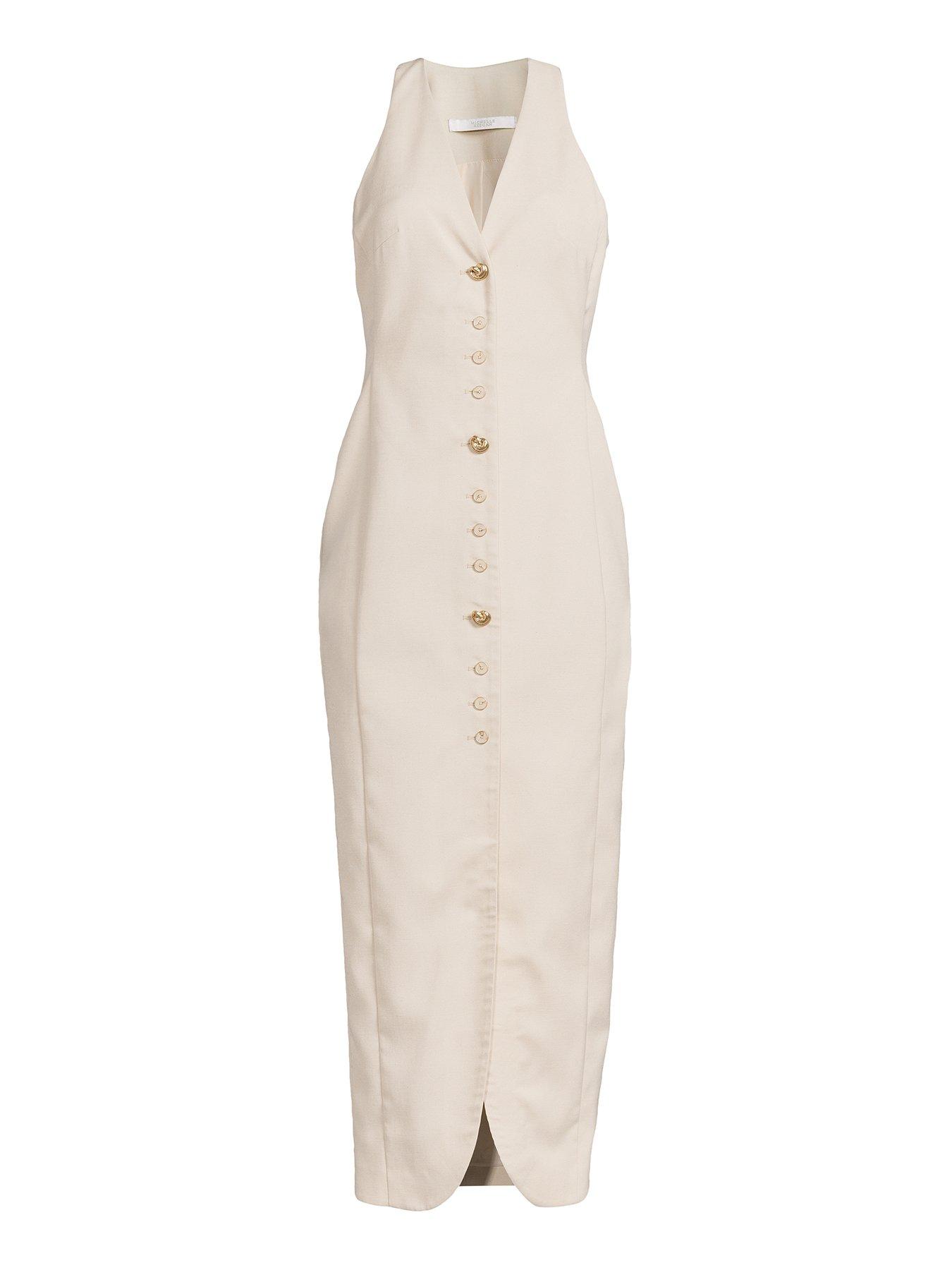 Image 2 of 2 of Michelle Keegan Tailored Multi Button Dress - Beige