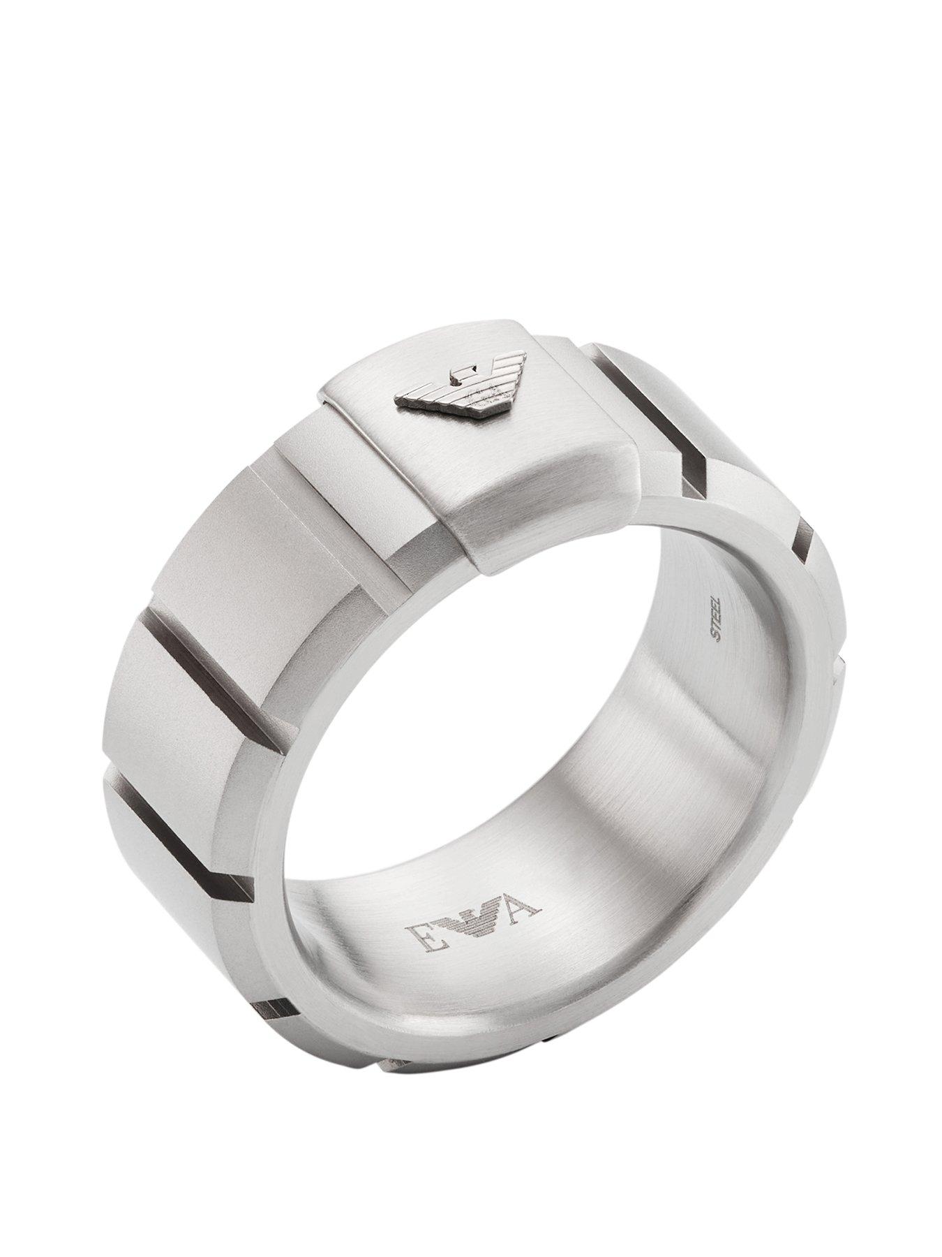 Product photograph of Emporio Armani Stainless Steel Band Ring from very.co.uk