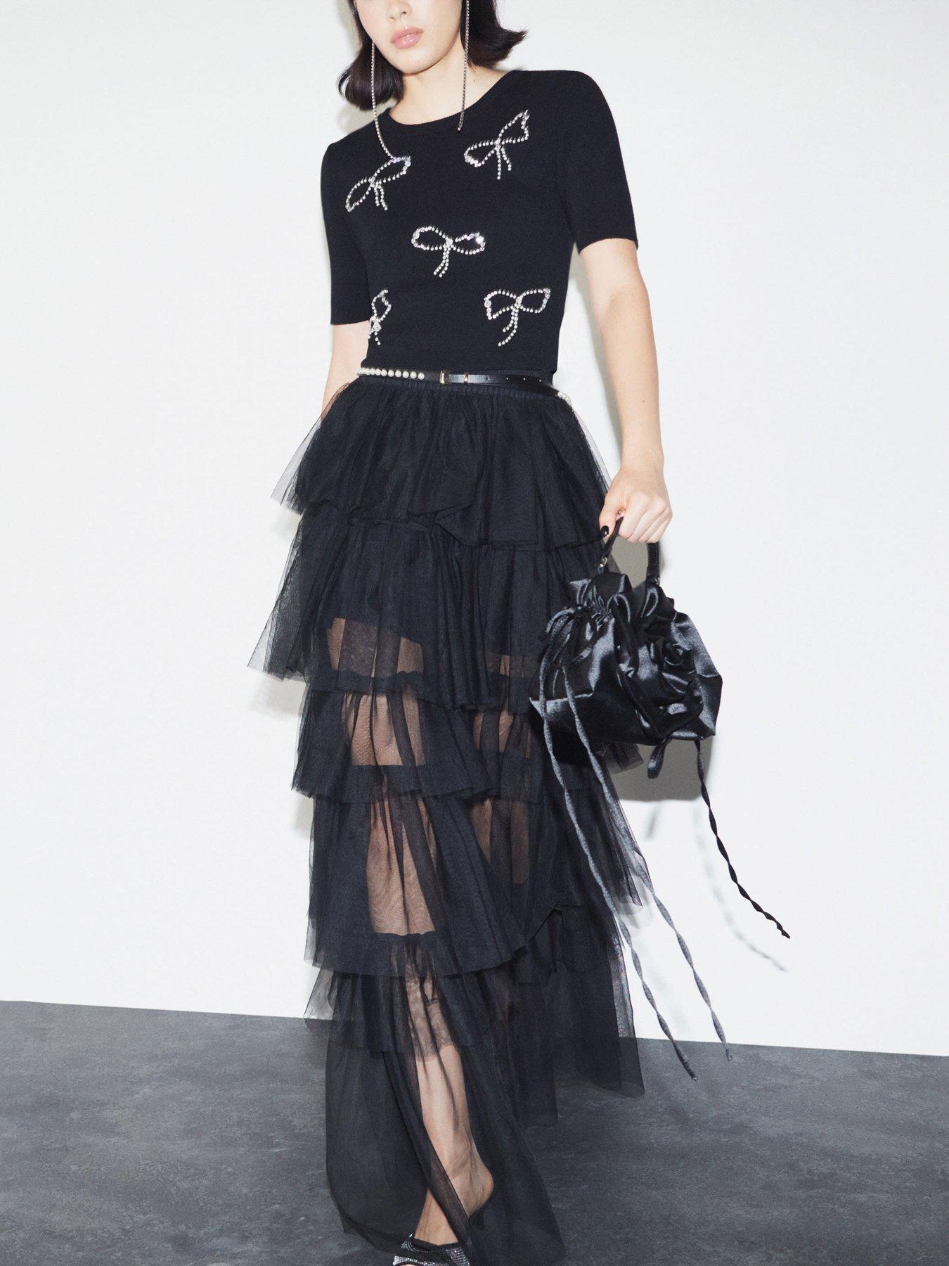 undefined Mesh Tulle Skirt - Black