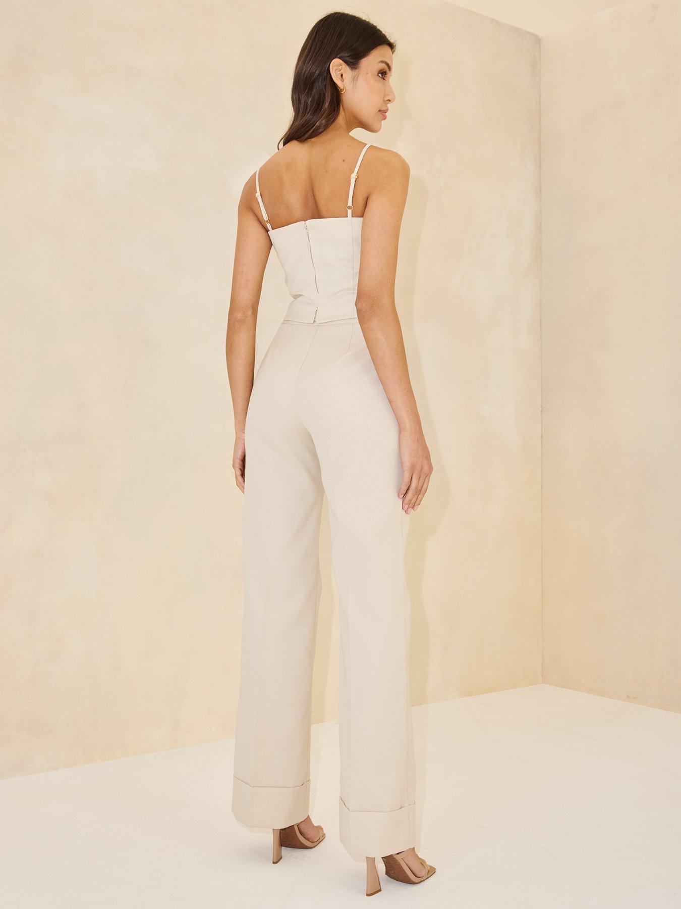 Image 2 of 4 of Michelle Keegan Co-Ord Tailored Straight Leg Trousers - Beige