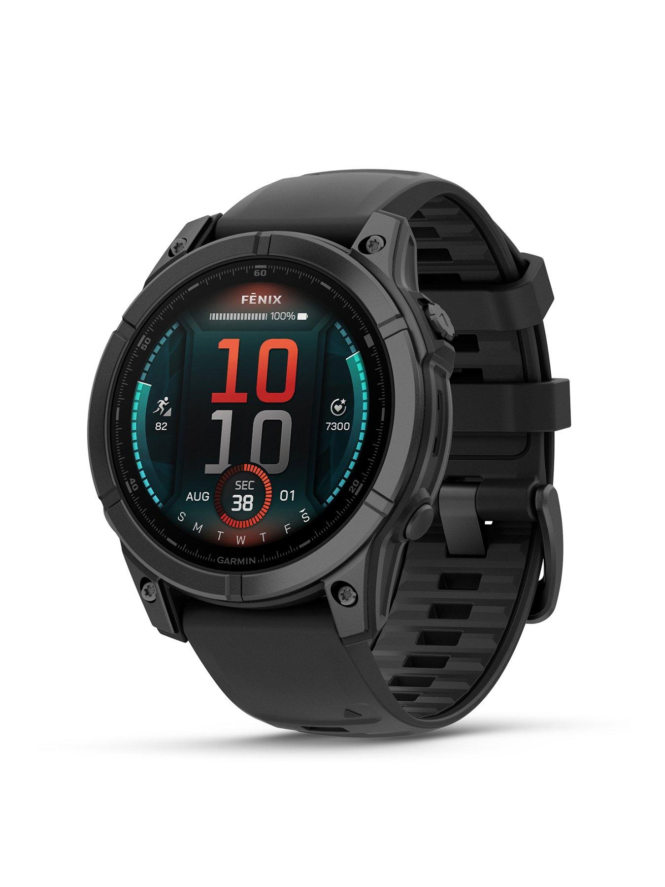 undefined fenix E, Slate Gray Steel with Black Silicone Band