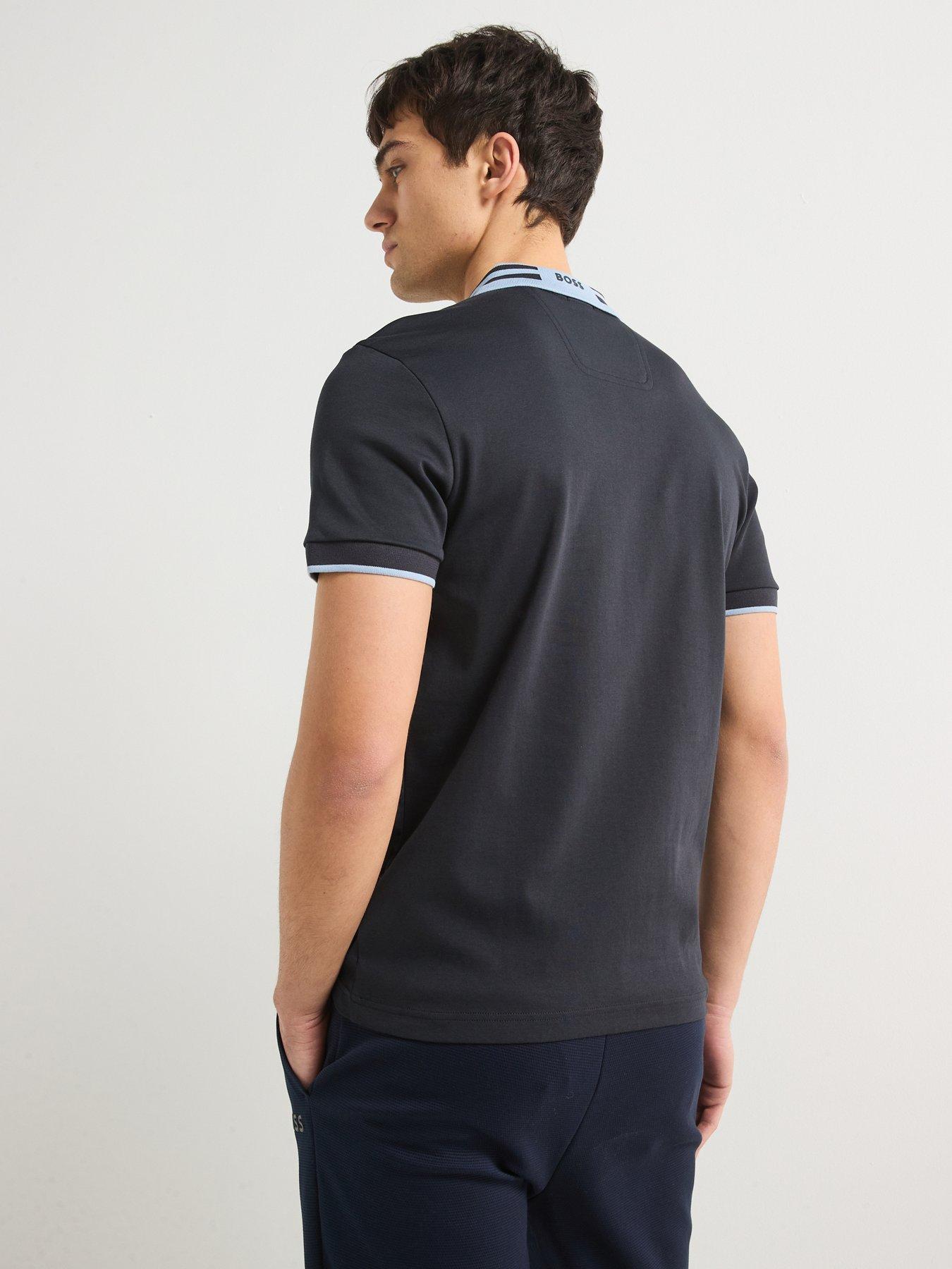 Image 2 of 6 of BOSS Paule Tape Placket Polo Shirt- Navy