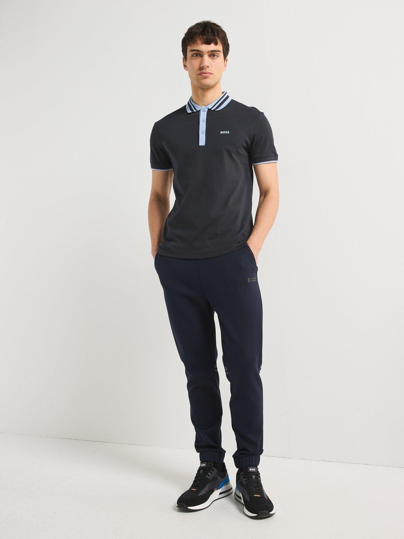 Image 3 of 6 of BOSS Paule Tape Placket Polo Shirt- Navy
