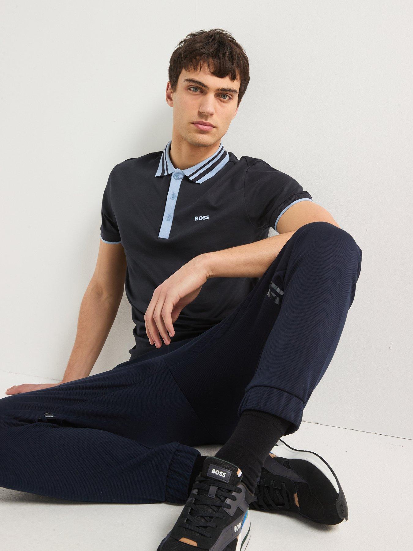 Image 5 of 6 of BOSS Paule Tape Placket Polo Shirt- Navy