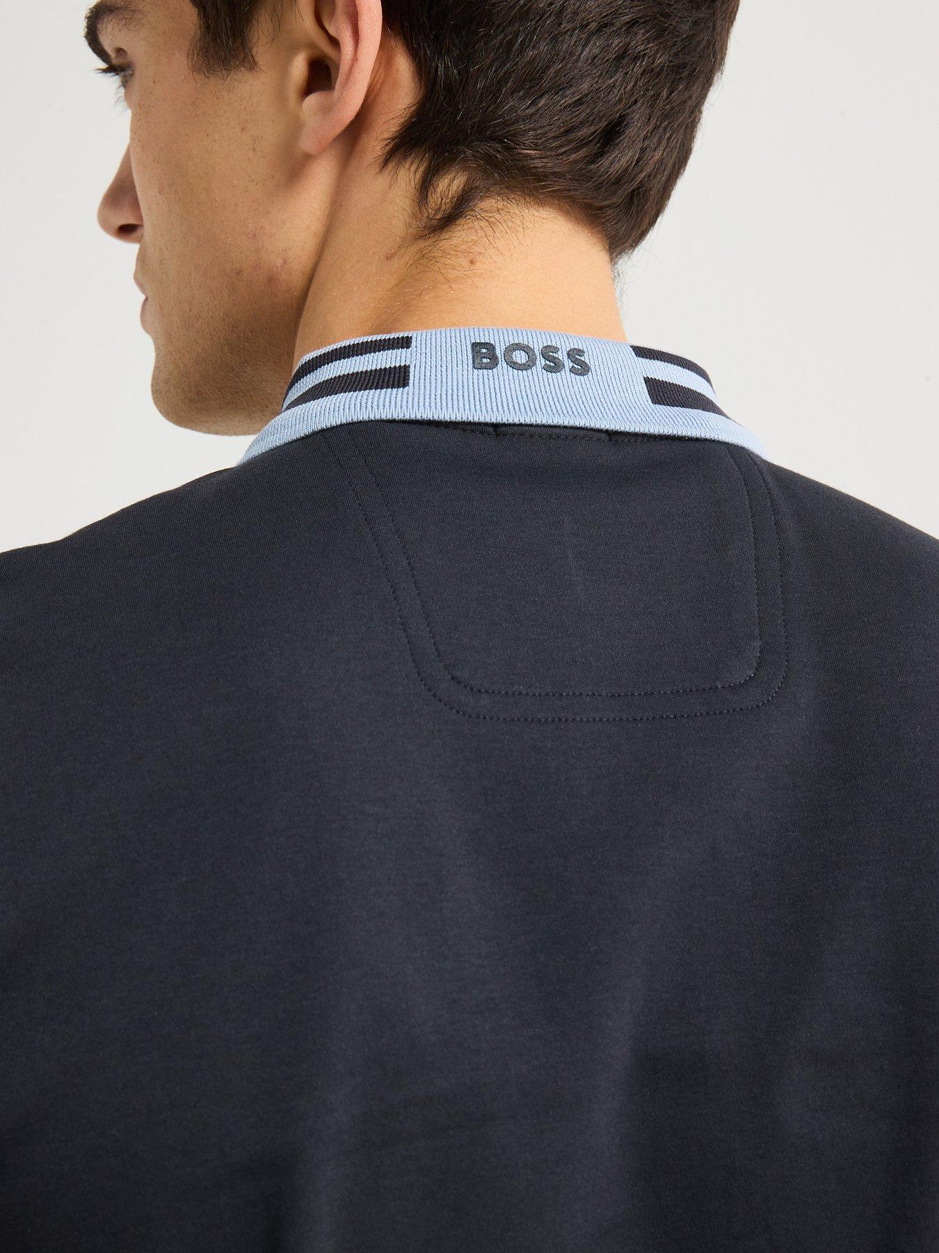 Image 6 of 6 of BOSS Paule Tape Placket Polo Shirt- Navy