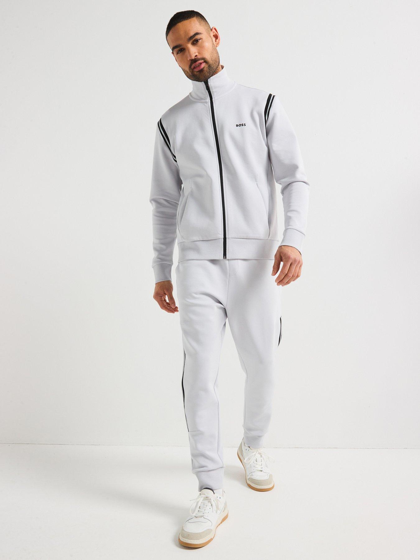 undefined Regular Fit Zip Thru Tracksuit- Light Grey