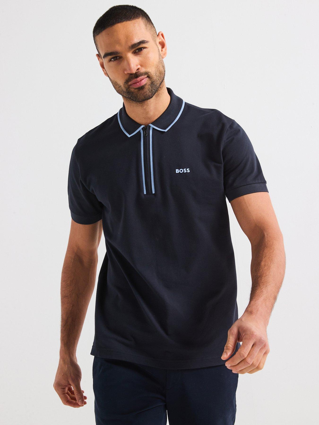 undefined Philix Tape Regular Fit Zip Polo Shirt- Navy