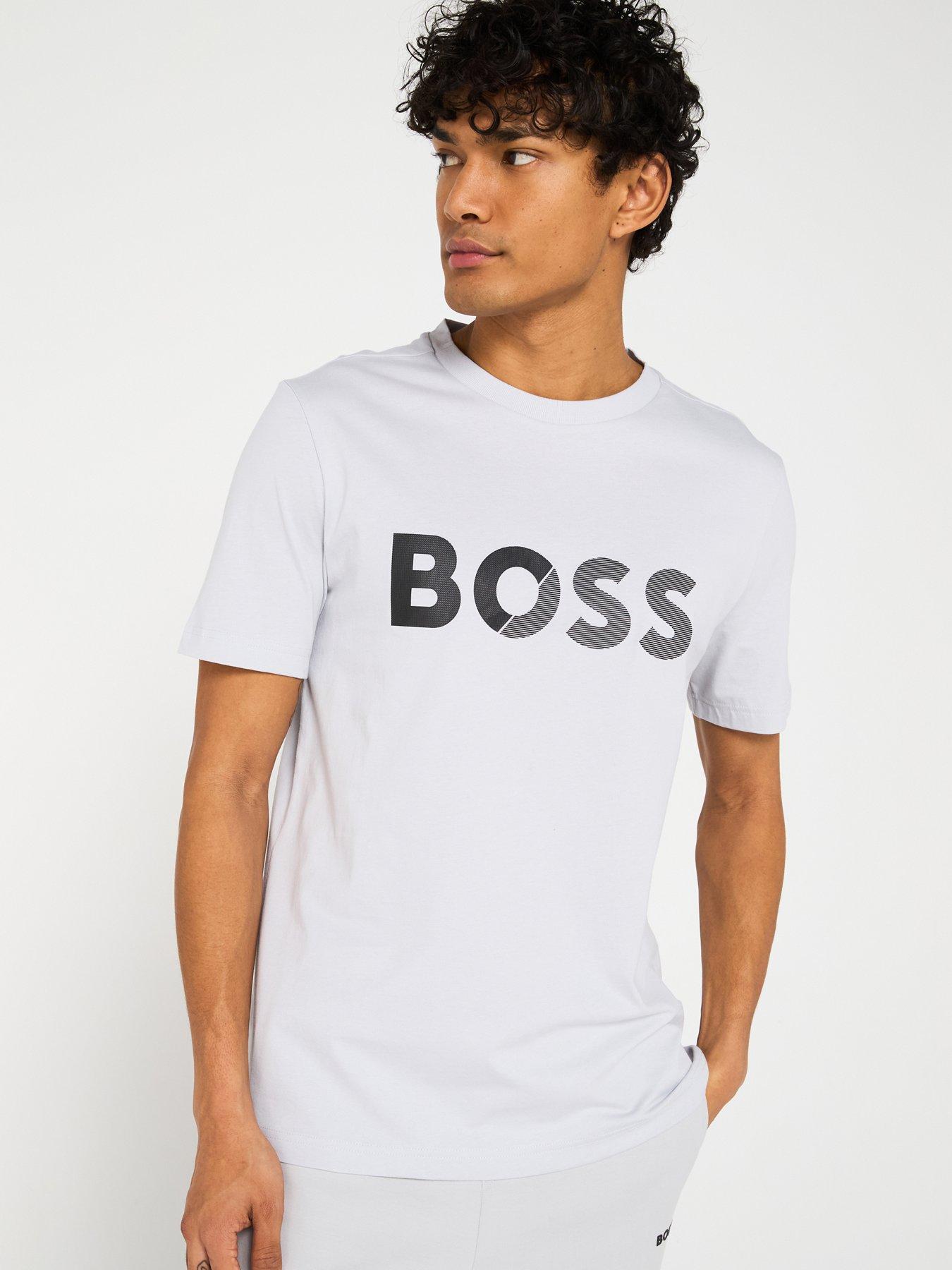 undefined Tape Rubberised Logo Regular Fit T-Shirt - Light Grey