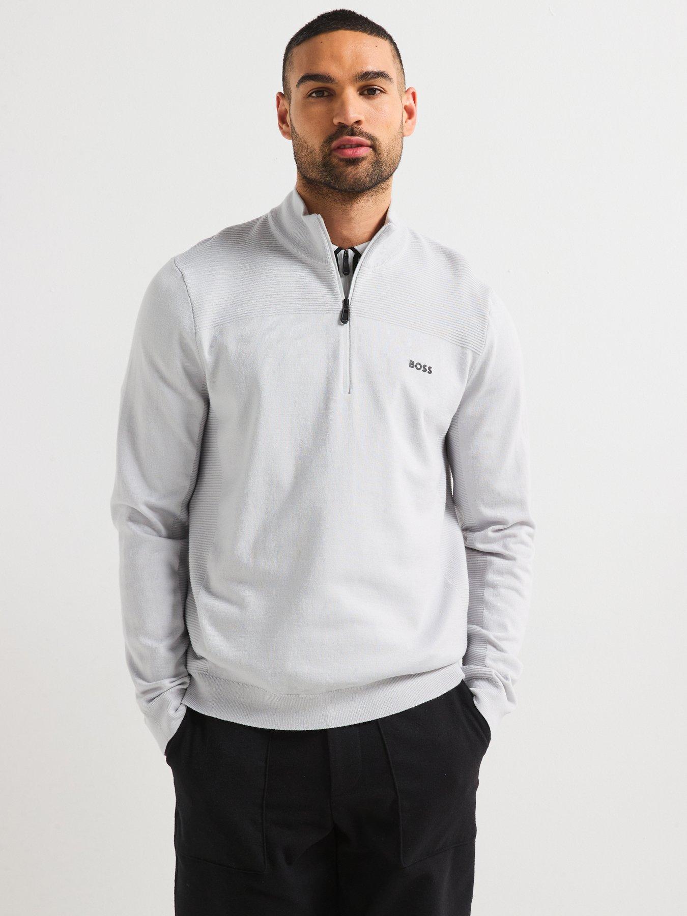 undefined Momentum-X Merino 1/4 Zip Knitted Jumper- Light Grey