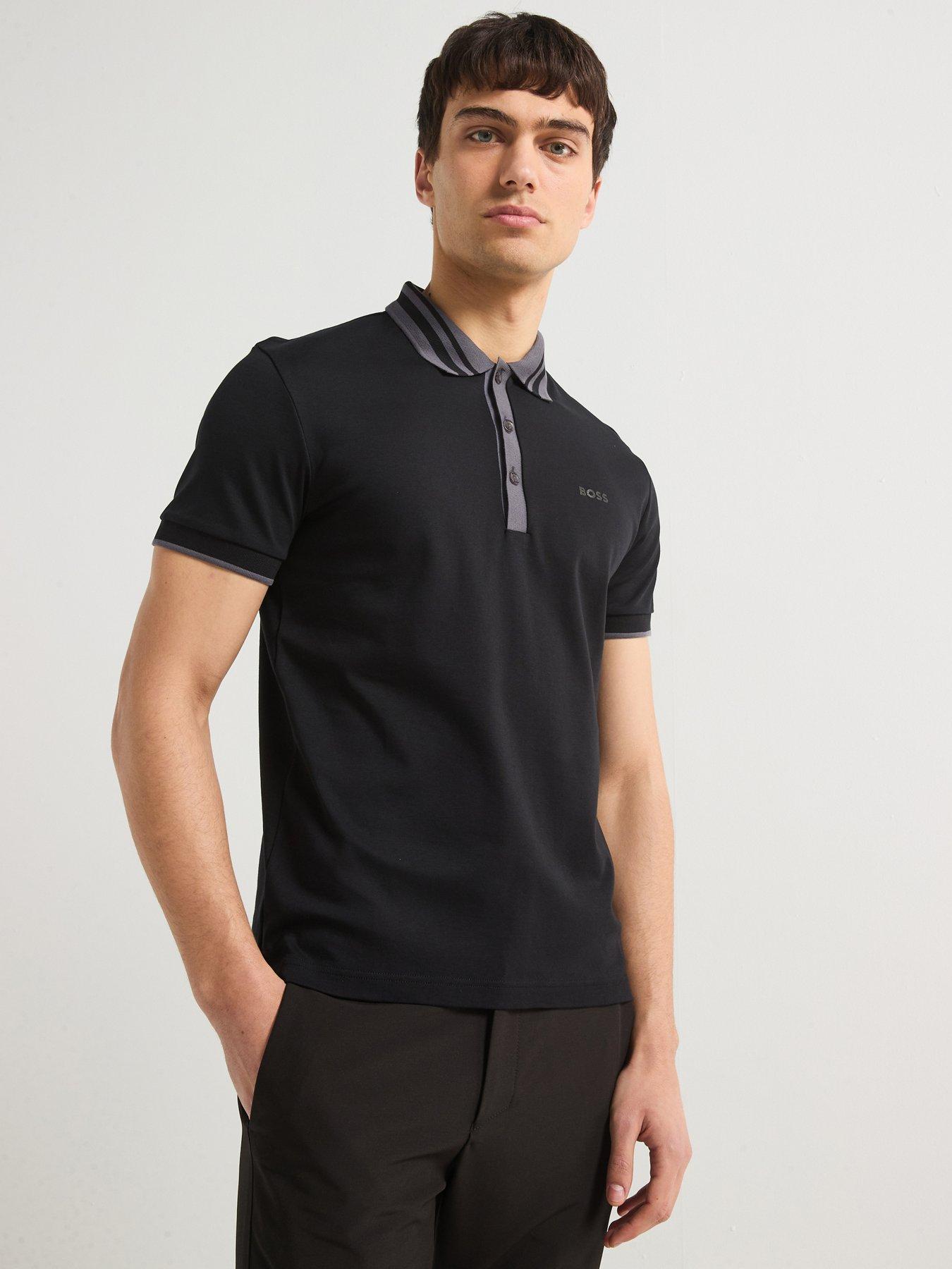 undefined Paule Tape Placket Polo Shirt- Black