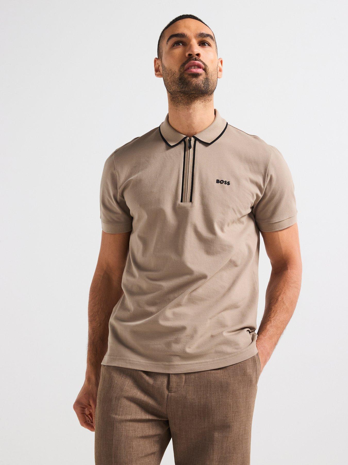 undefined Philix Tape Regular Fit Zip Polo Shirt- Khaki