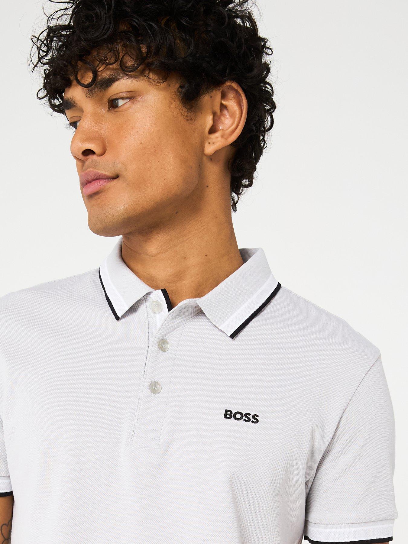 Image 4 of 4 of BOSS Paddy Regular Fit Tipped Polo Shirt - Light Grey