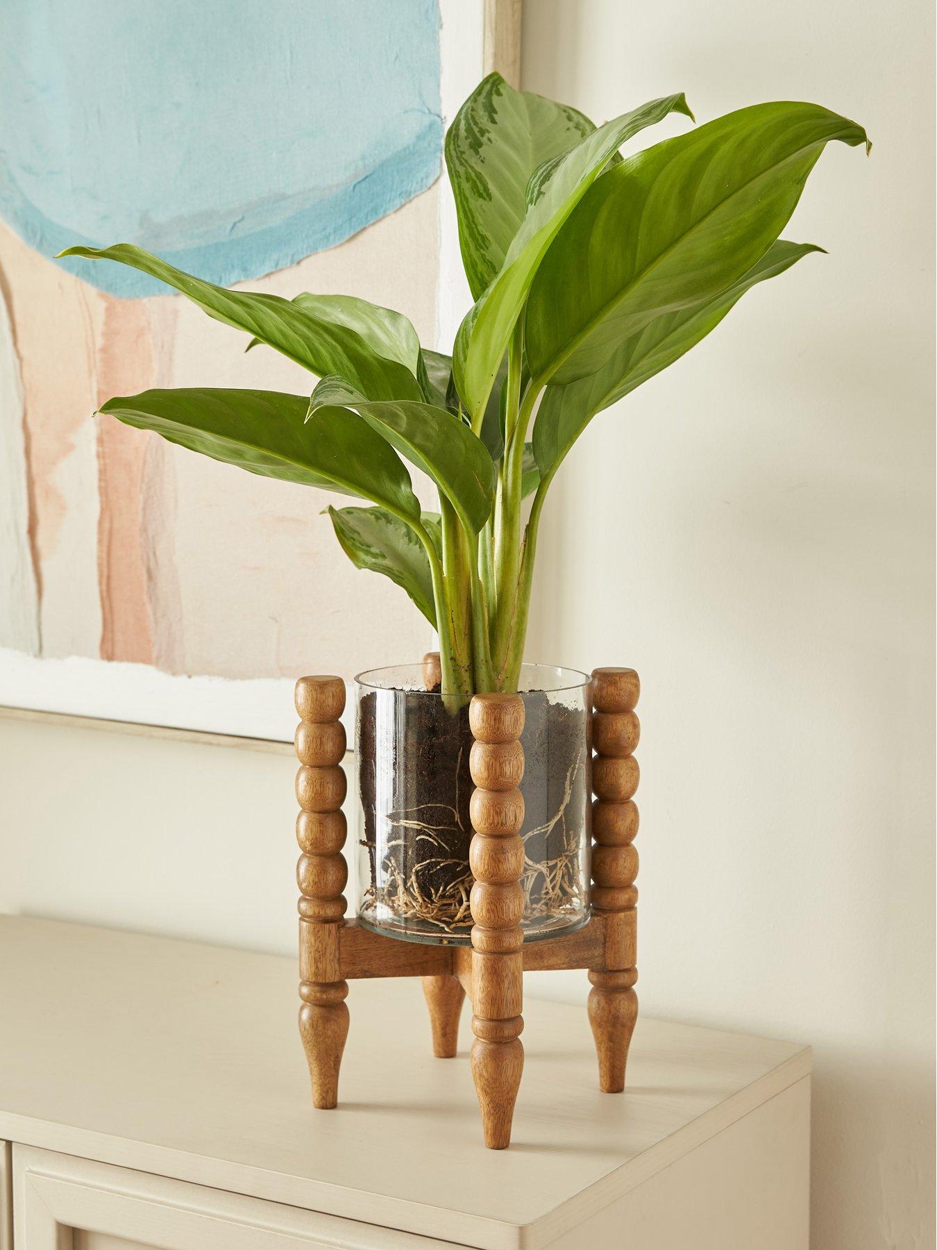 Very Home Rustic Harmony Bobbin Stand with Glass Planter