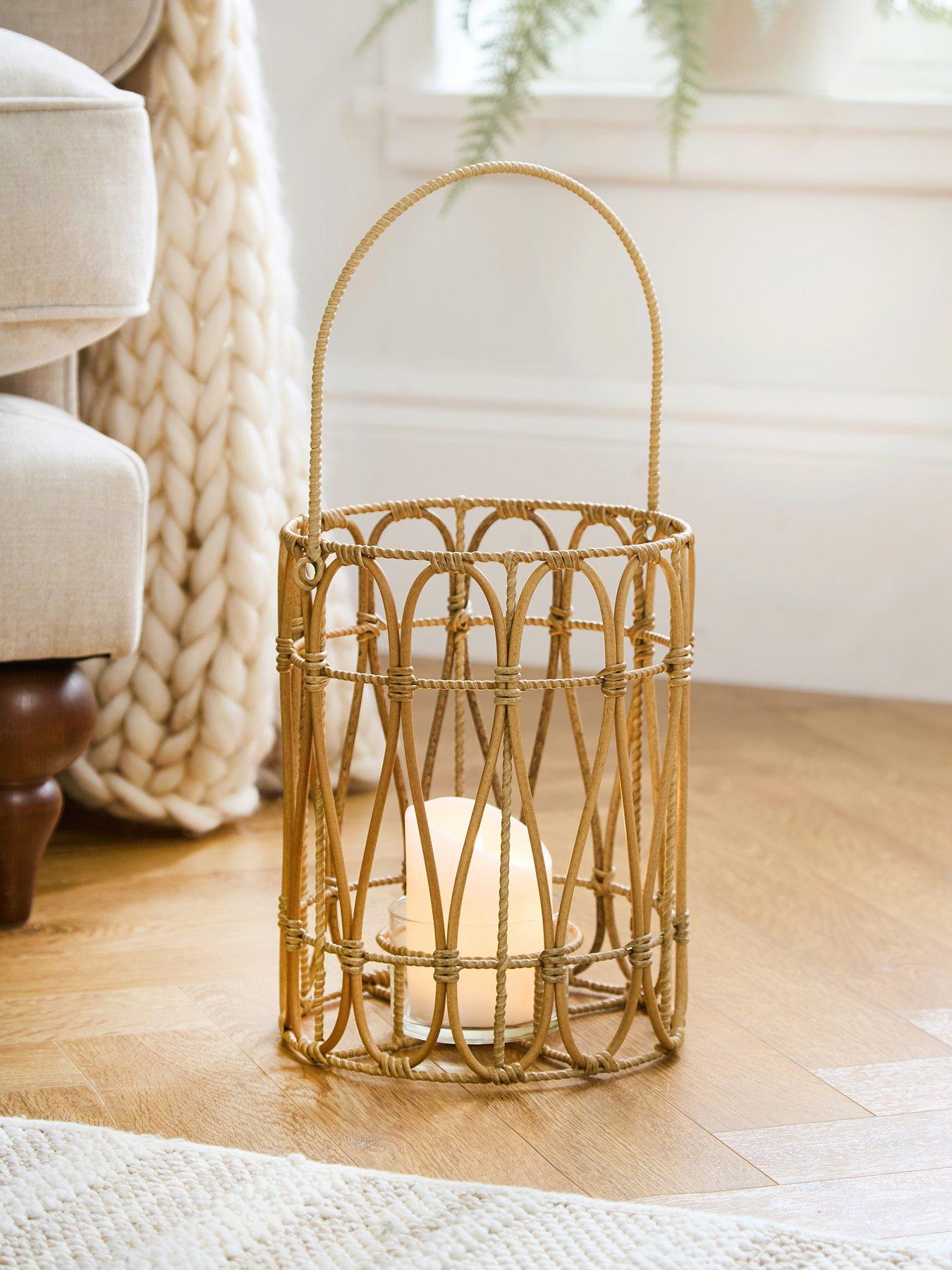 Very Home Vintage Rattan Lantern with Handle - Small