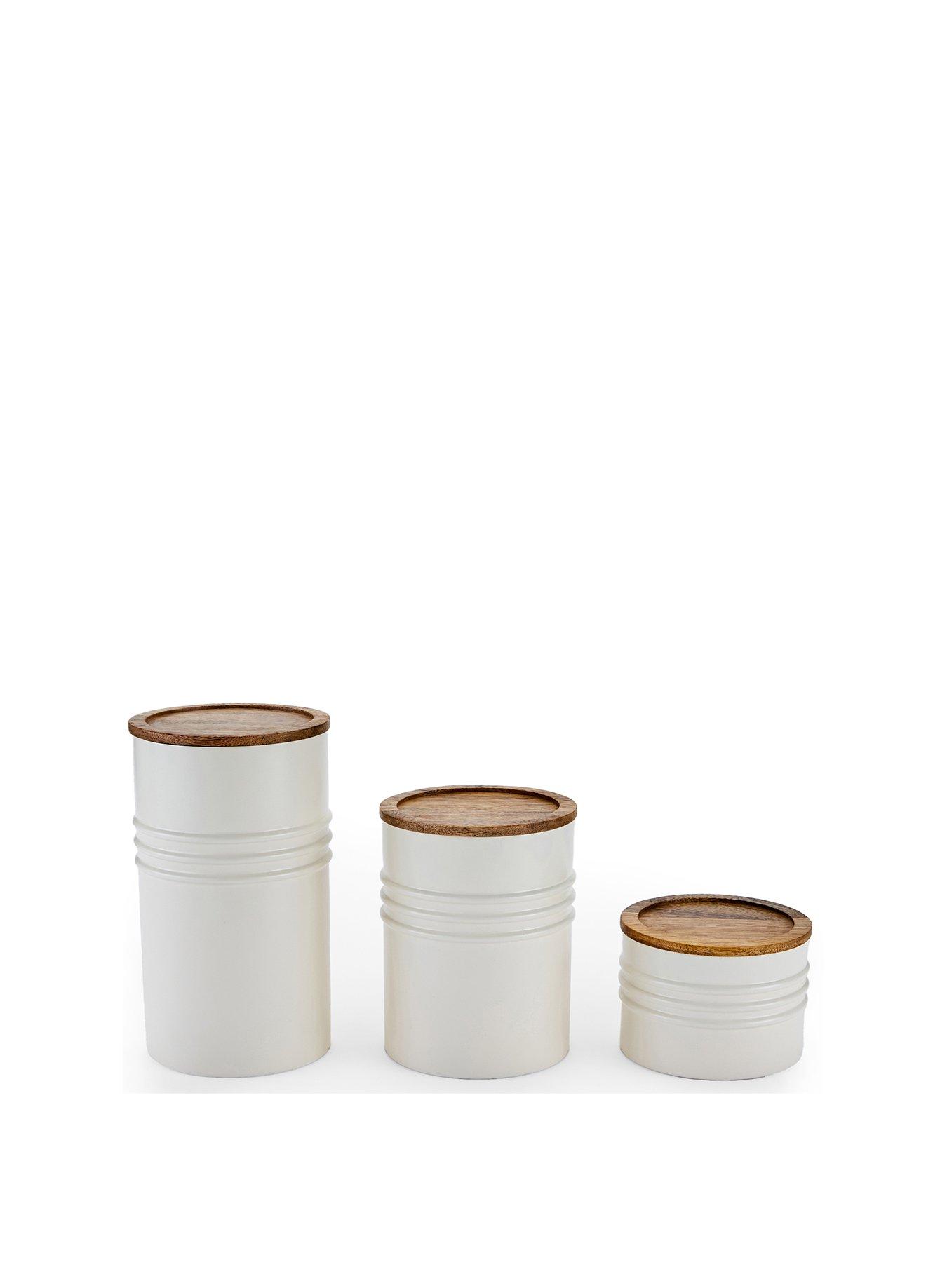 The Very Collection Set Of 3 White Half Ribbed Canister | Very