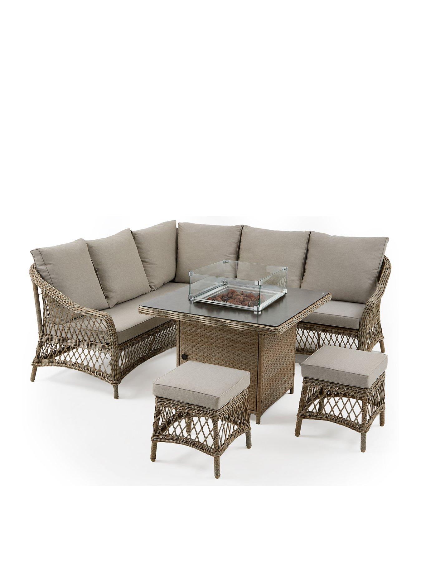 Image 2 of 7 of Very Home Venice Corner Set With Firepit Table (With Free Cover)