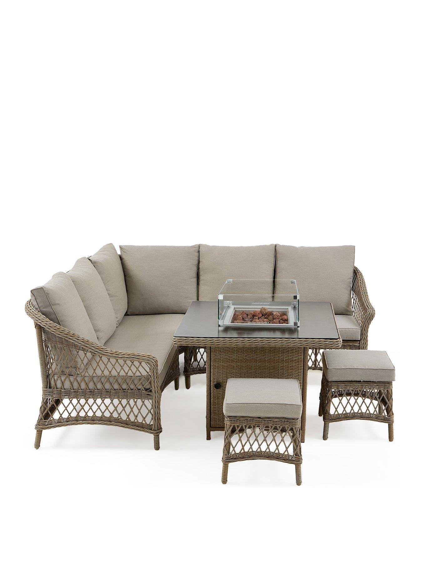 Image 3 of 7 of Very Home Venice Corner Set With Firepit Table (With Free Cover)