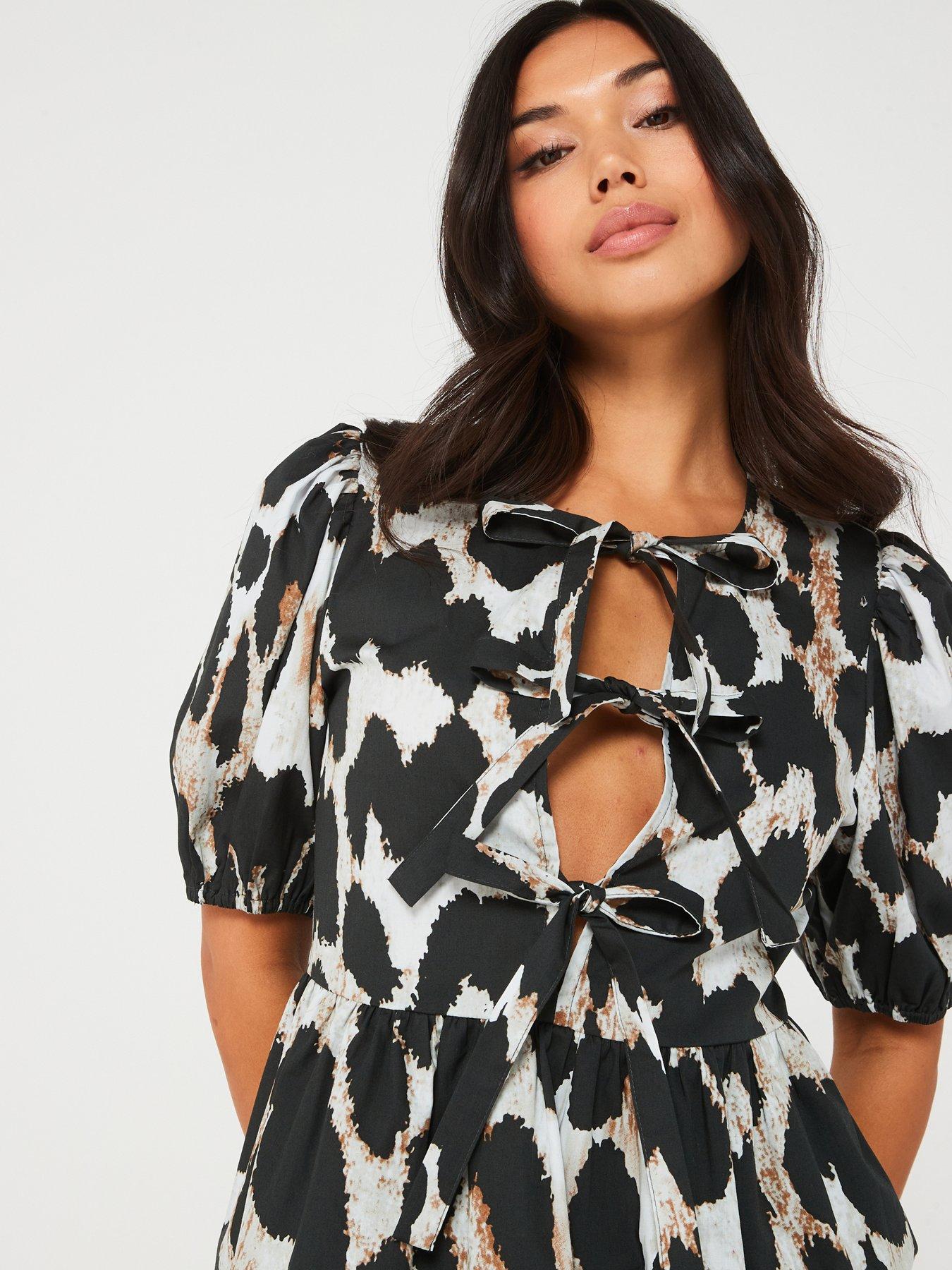 Animal Print Puff Sleeve Blouse main image 0