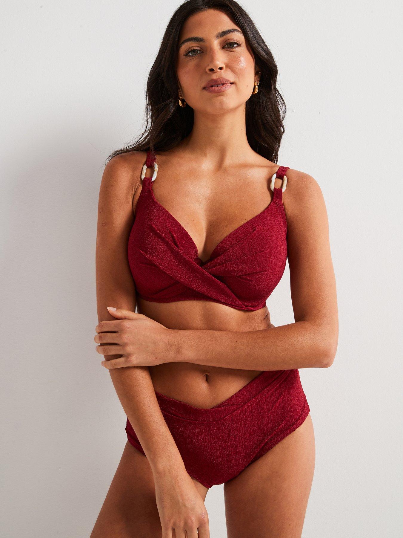undefined Madras Light Padded Bikini Top - Dark Red