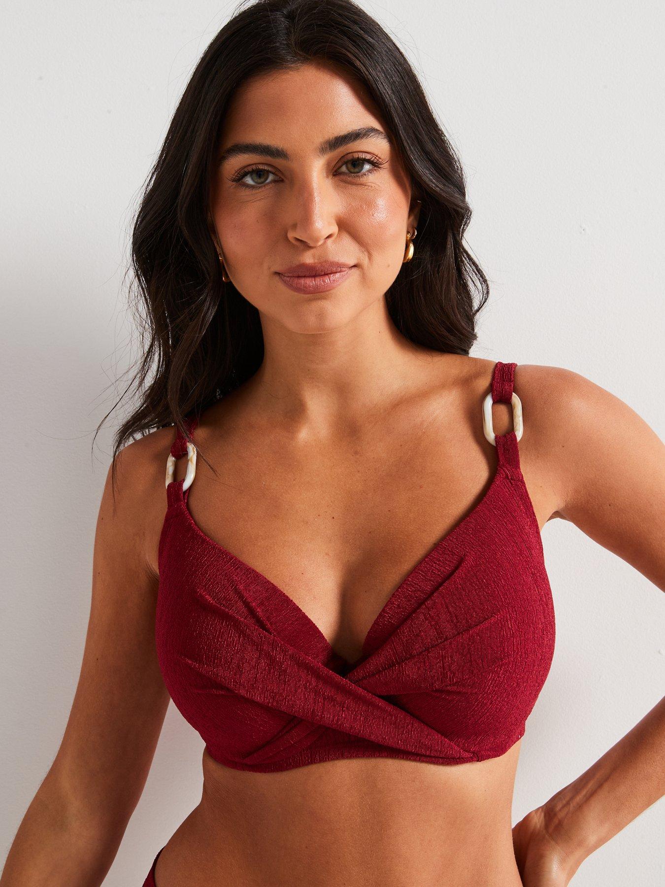 Image 2 of 4 of DORINA Madras Light Padded Bikini Top - Dark Red
